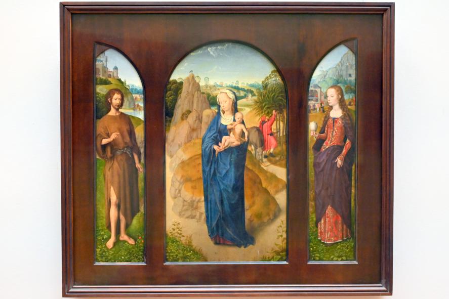Hans Memling (1467–1491), Triptychon der Ruhe auf der Flucht nach Ägypten, Paris, Musée du Louvre, Saal 818, um 1475–1480