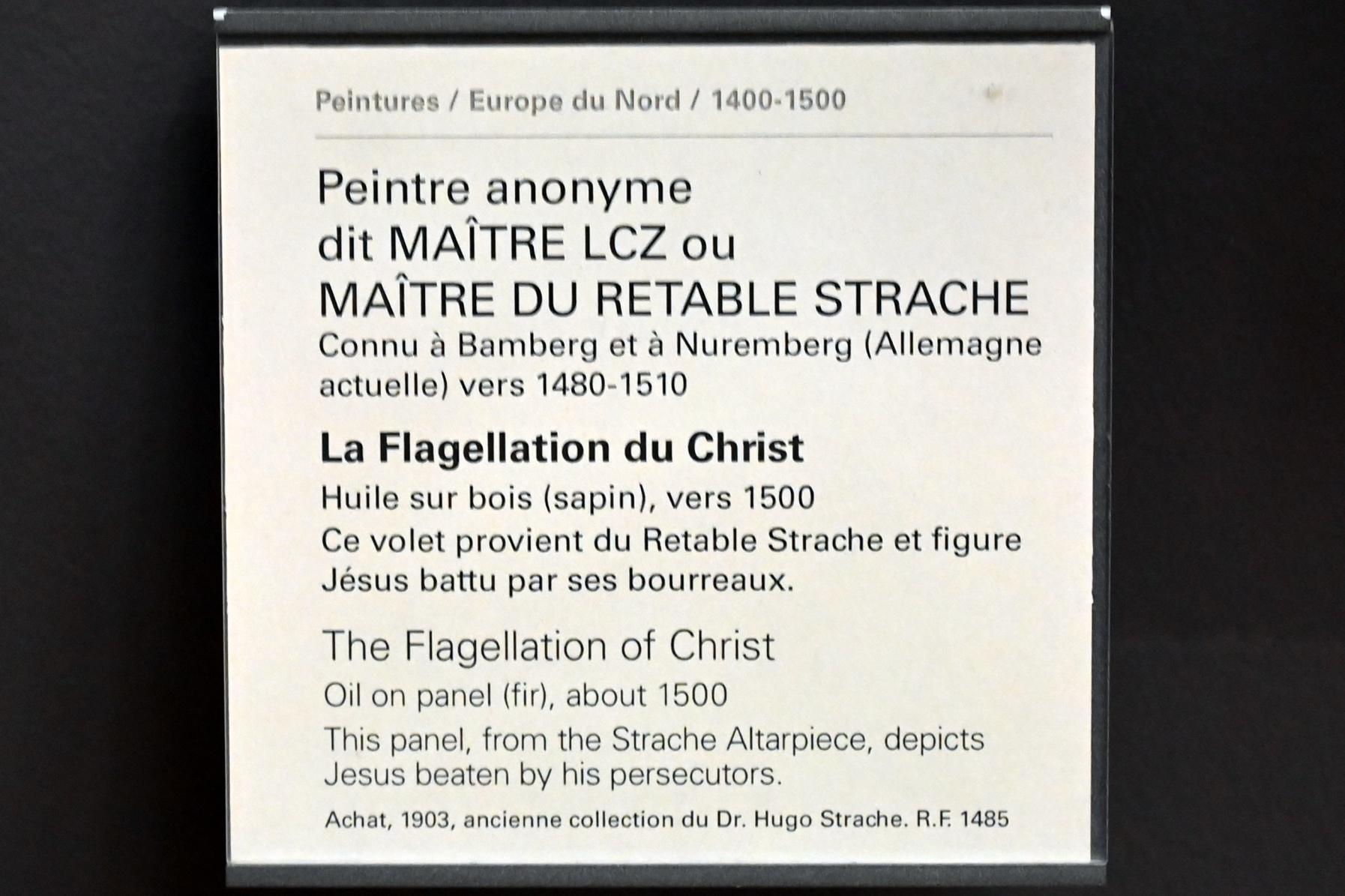 Meister LCz (Meister des Strache-Altars) (1475–1500), Geißelung Christi, Paris, Musée du Louvre, Saal 819, um 1500, Bild 2/2