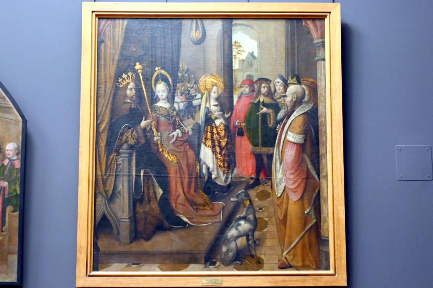 Meister der Kölner Ursula-Legende (1480–1500), Die heilige Ursula kündigt ihrem Vater ihre Pilgerreise nach Rom an, Paris, Musée du Louvre, Saal 819, um 1480–1500