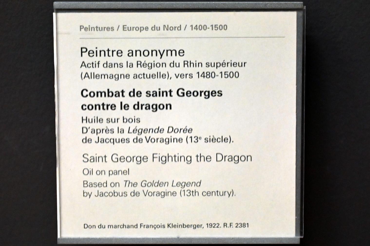 Kampf des Heiligen Georg gegen den Drachen, Paris, Musée du Louvre, Saal 819, um 1480–1500, Bild 2/2