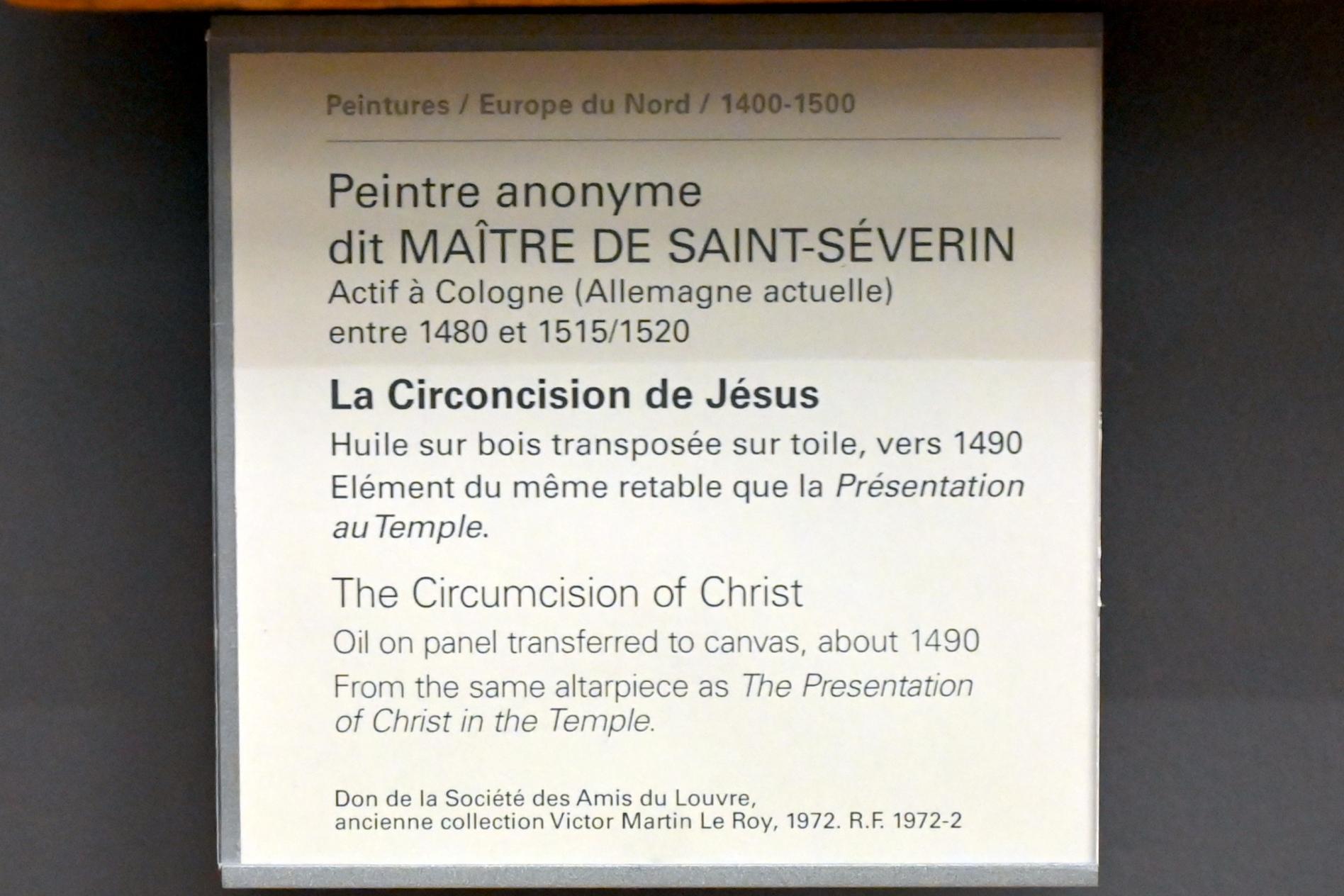 Meister von Sankt Severin (1488–1513), Beschneidung Christi, Paris, Musée du Louvre, Saal 819, um 1490, Bild 2/2