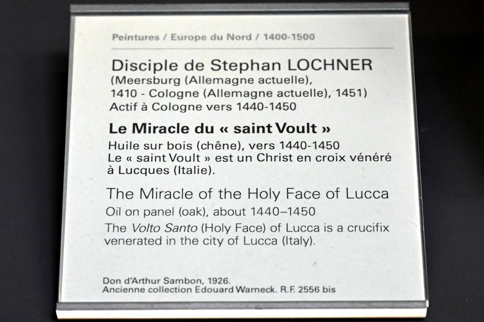 Stefan Lochner (Schüler) (1445), Das Wunder des Volto Santo von Lucca, Paris, Musée du Louvre, Saal 819, um 1440–1450, Bild 2/2