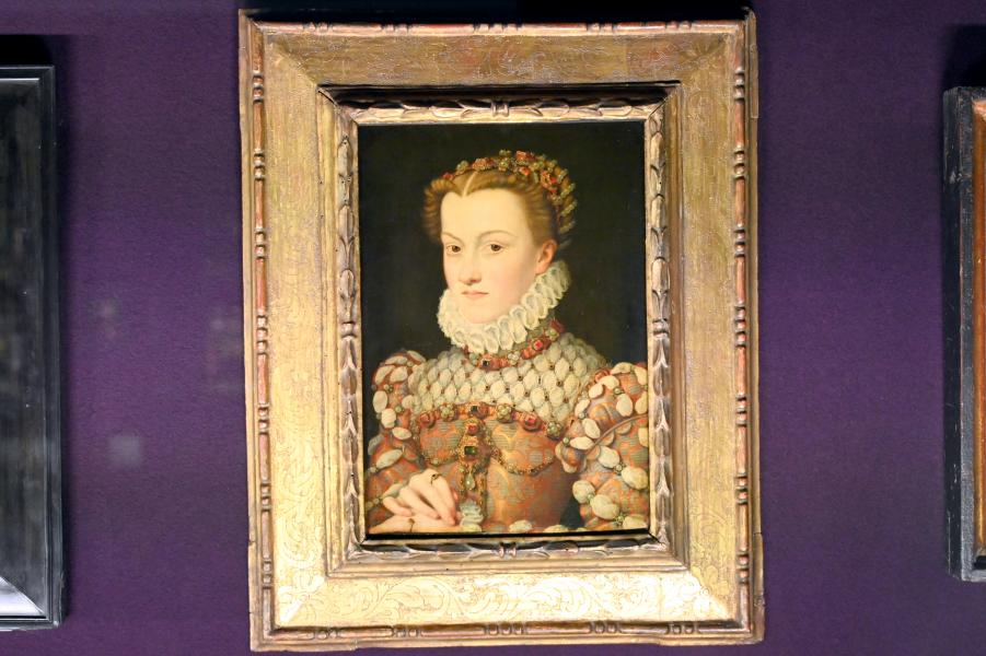 François Clouet (1570–1571), Porträt der Elisabeth von Österreich, Königin von Frankreich von 1571 bis 1574, Paris, Musée du Louvre, Saal 822, um 1571