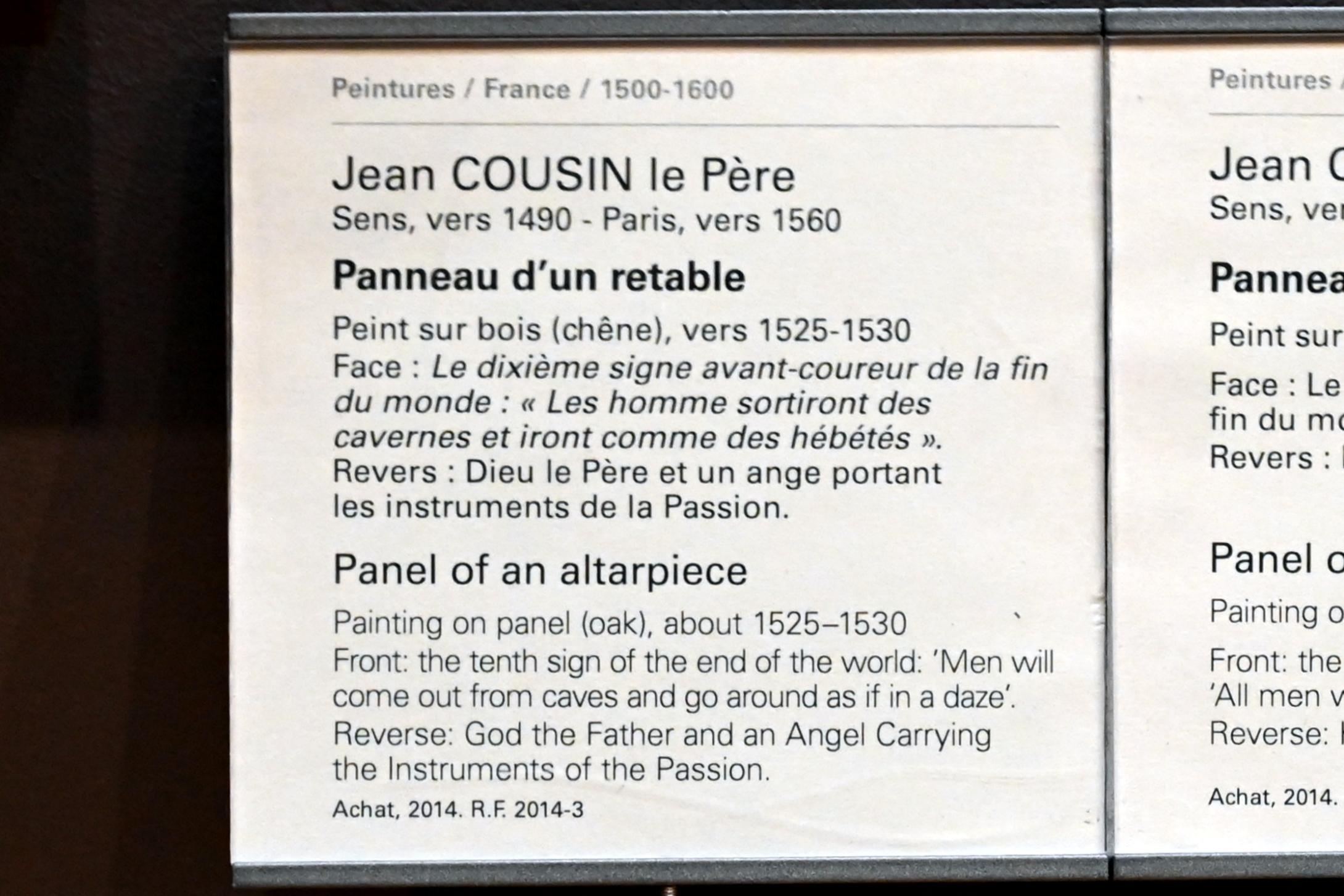 Jean Cousin der Ältere (1527), Das zehnte Zeichen des Weltuntergangs: Menschen werden aus Höhlen hervorkommen und wie benommen umhergehen, Paris, Musée du Louvre, Saal 823, um 1525–1530, Bild 2/2