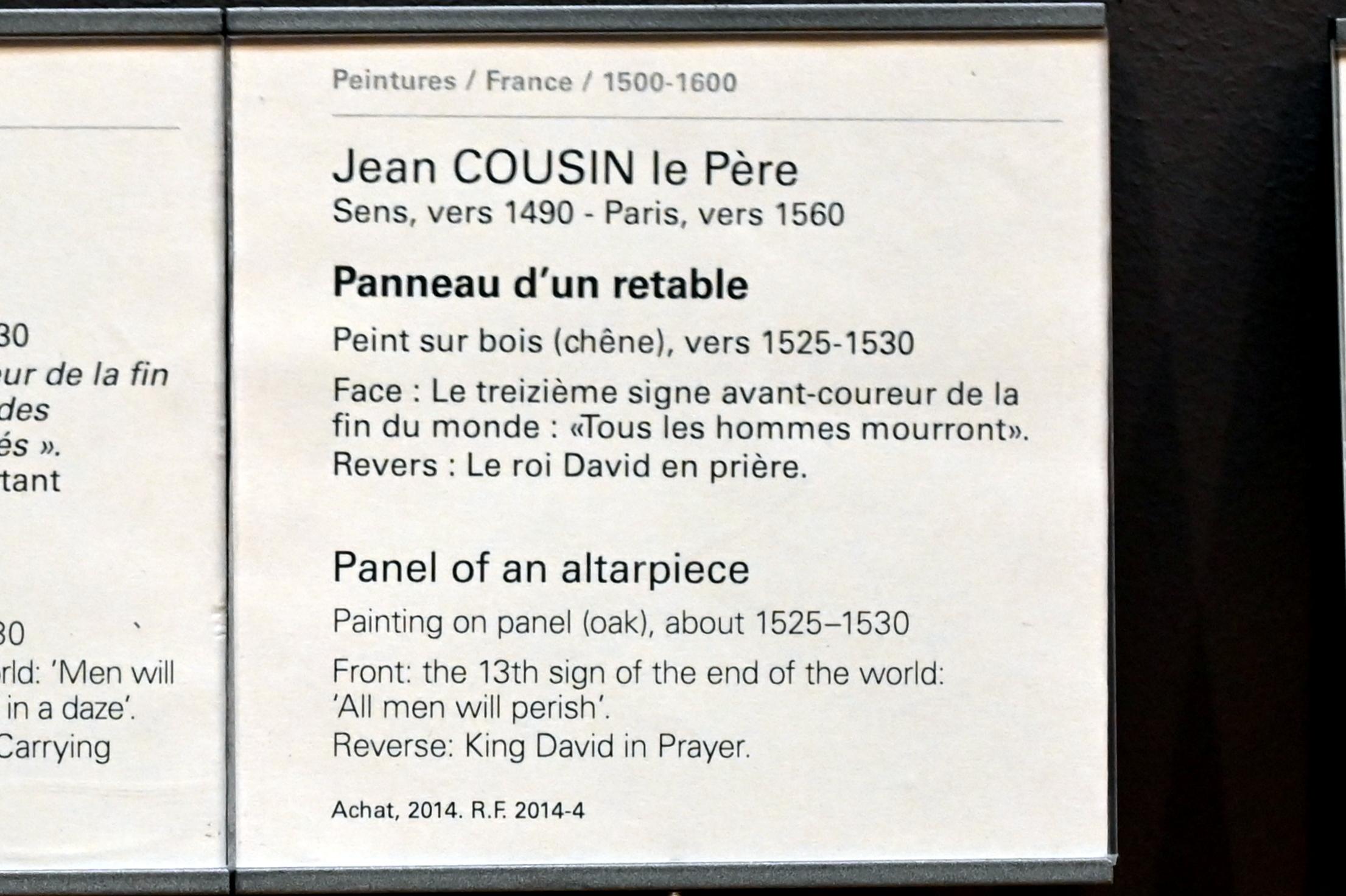 Jean Cousin der Ältere (1527), Der dreizehnte Vorbote des Weltuntergangs: Alle Menschen werden sterben, Paris, Musée du Louvre, Saal 823, um 1525–1530, Bild 2/2