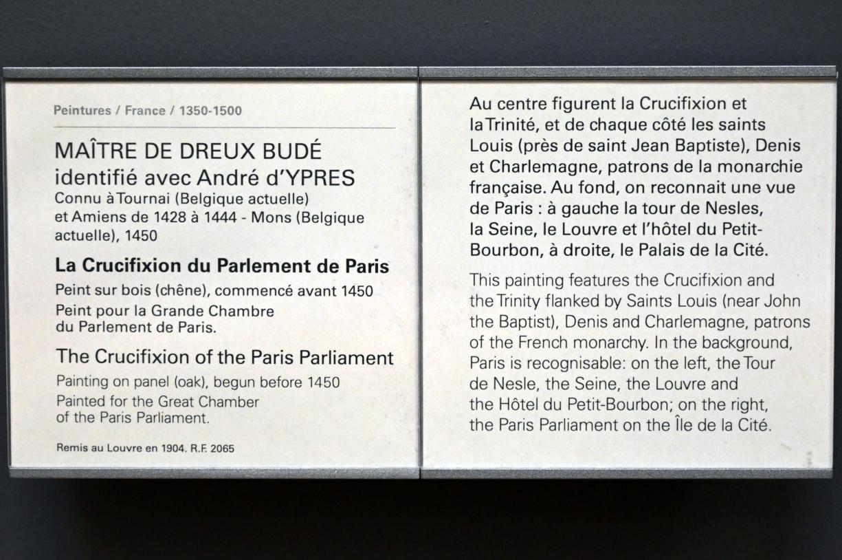 Meister des Dreux Budé (André d’Ypres ?) (1447–1449), Die Kreuzigung des Parlaments von Paris, Paris, Musée du Louvre, Saal 820, vor 1450, Bild 2/2