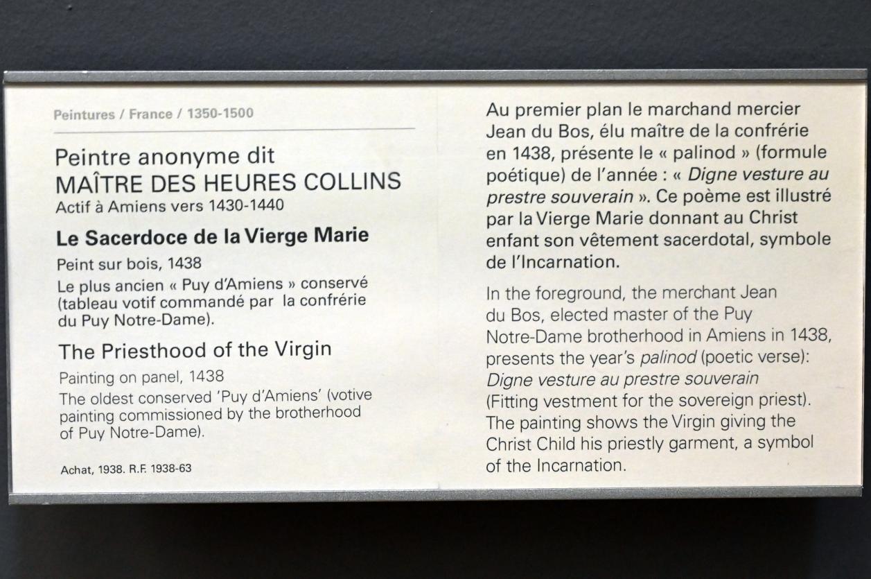 Maître des Heures Collins (1438), Das Priestertum der Jungfrau Maria, Paris, Musée du Louvre, Saal 820, 1438, Bild 2/2