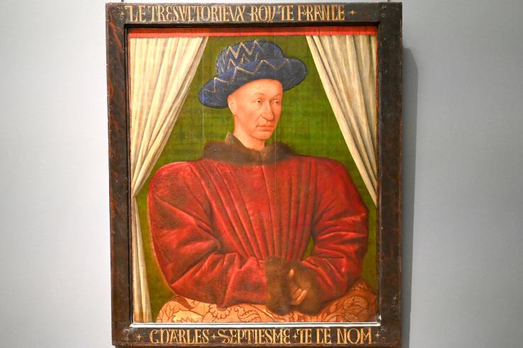 Jean Fouquet (1442–1465), Porträt des Karl VII., König von Frankreich von 1422 bis 1461, Paris, Musée du Louvre, Saal 820, um 1445–1450
