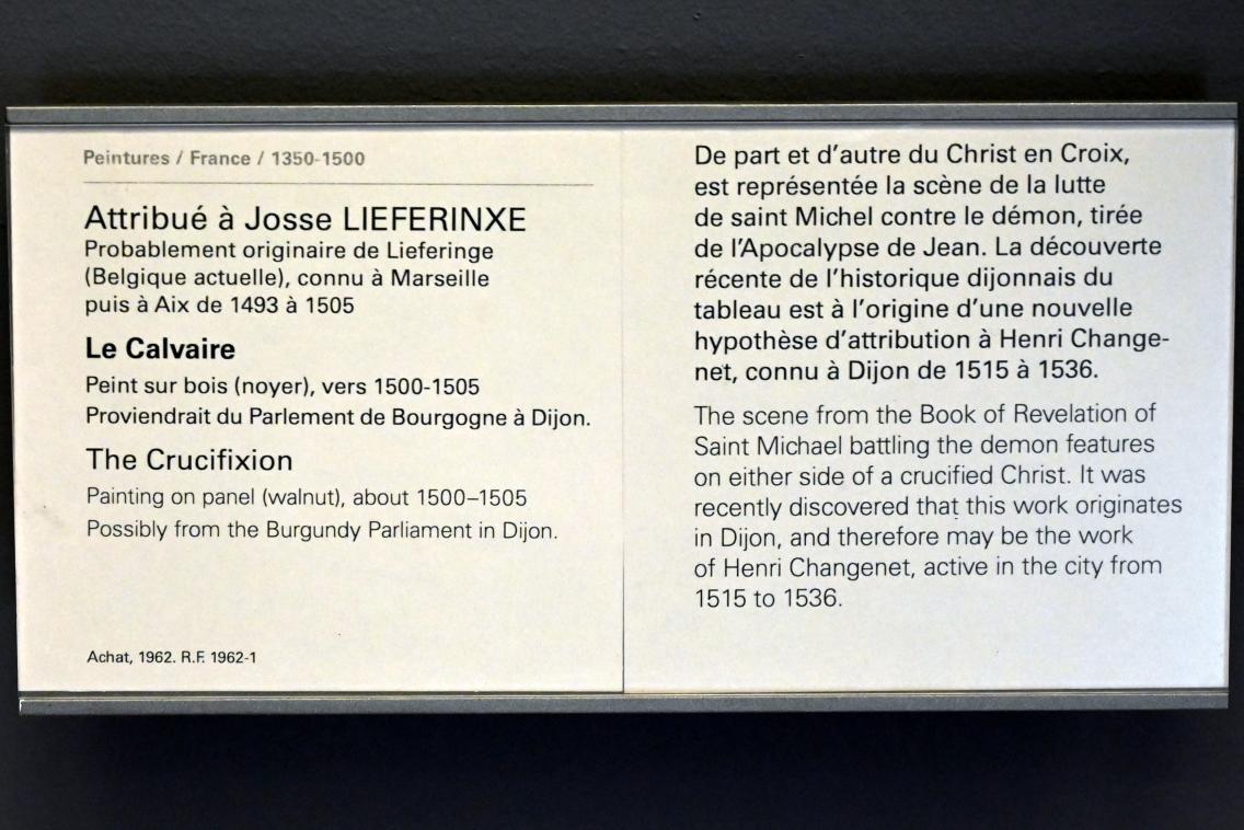Josse Lieferinxe (1502–1505), Kreuzigung, Paris, Musée du Louvre, Saal 832, um 1500–1505, Bild 2/2