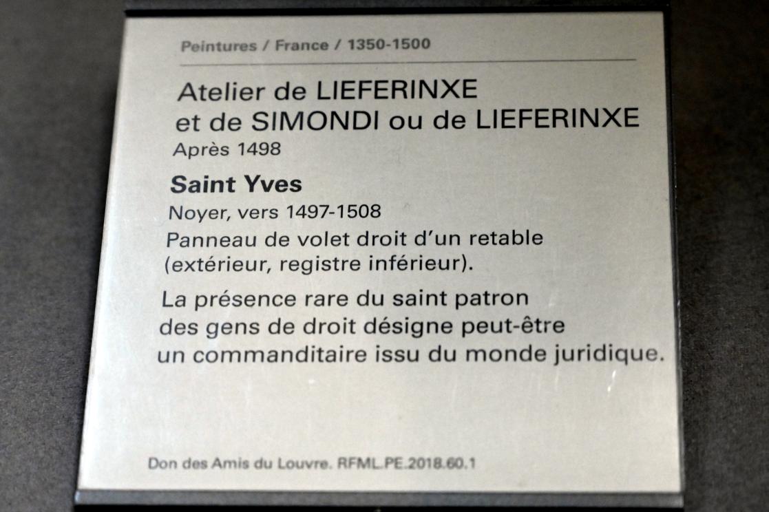 Josse Lieferinxe (1502–1505), Heiliger Ivo, Paris, Musée du Louvre, Saal 832, um 1497–1508, Bild 2/2