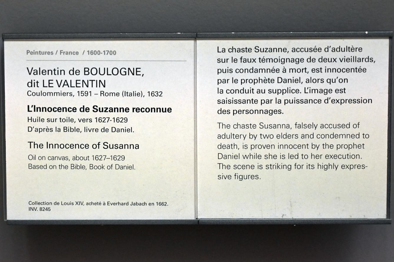 Valentin de Boulogne (1614–1631), Unschuld der Susanna, Paris, Musée du Louvre, Saal 830, um 1627–1629, Bild 2/2