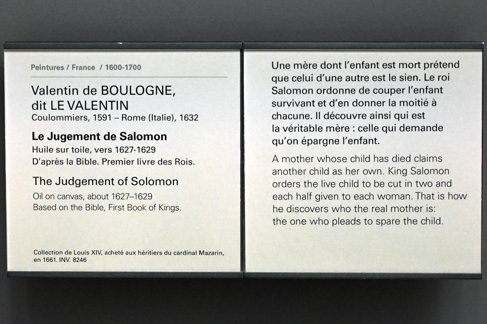 Valentin de Boulogne (1614–1631), Salomonische Urteil, Paris, Musée du Louvre, Saal 830, um 1627–1629, Bild 2/2