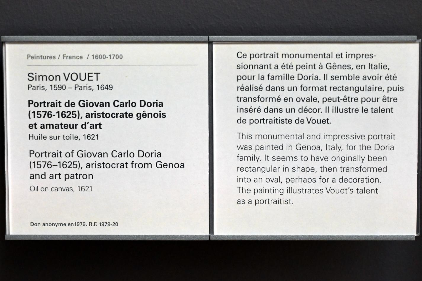 Simon Vouet (1616–1649), Porträt des Giovan Carlo Doria (1576-1625), genuesischer Aristokrat und Kunstliebhaber, Paris, Musée du Louvre, Saal 829, 1621, Bild 2/2