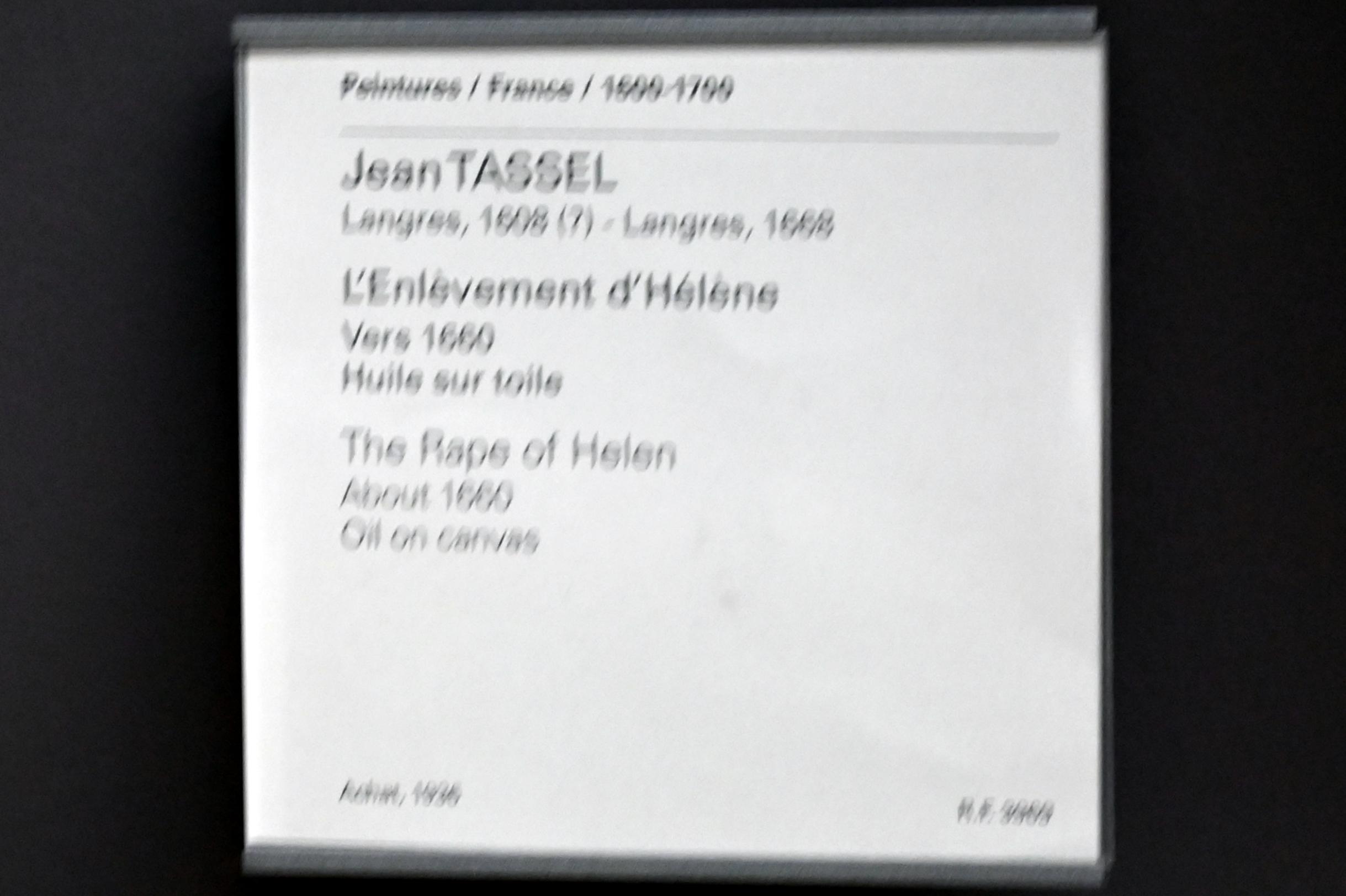 Jean Tassel (1650–1660), Raub der Helena, Paris, Musée du Louvre, Saal 829, um 1660, Bild 2/2