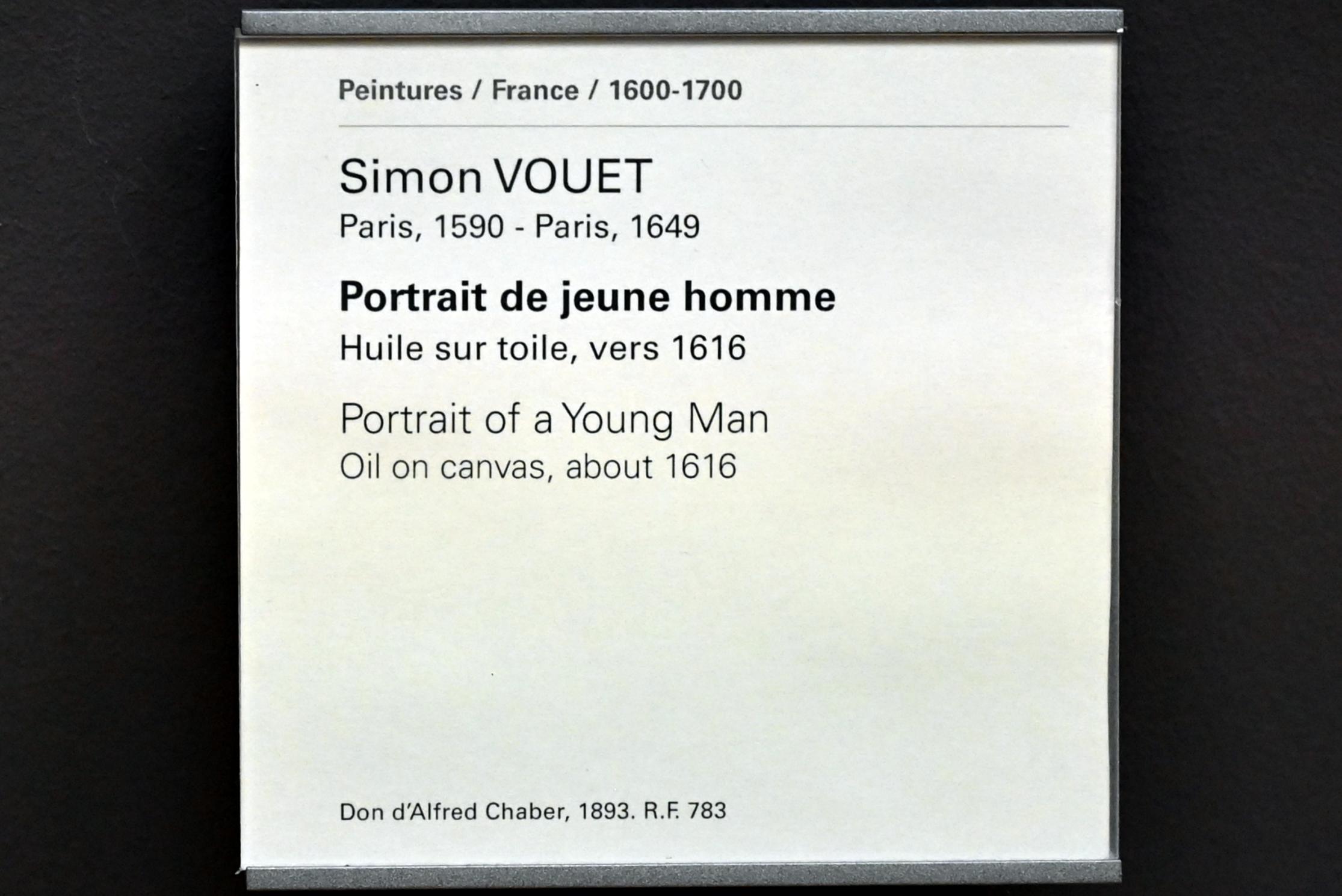 Simon Vouet (1616–1649), Porträt eines jungen Mannes, Paris, Musée du Louvre, Saal 829, um 1616, Bild 2/2