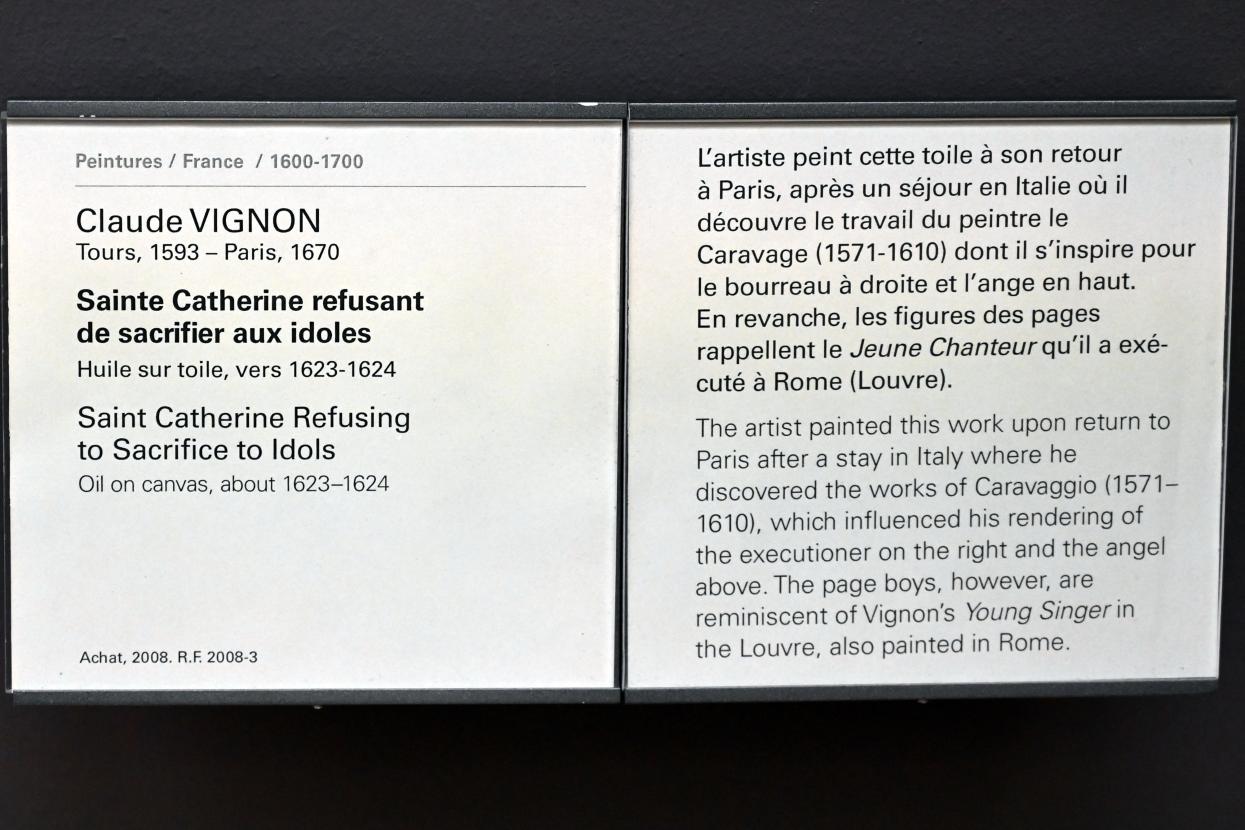 Claude Vignon (1617–1624), Die heilige Katharina weigert sich, Götzen zu opfern, Paris, Musée du Louvre, Saal 829, um 1623–1624, Bild 2/2