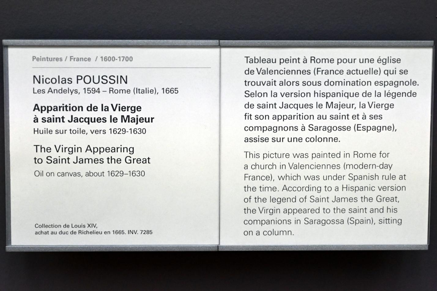 Nicolas Poussin (1624–1663), Die Jungfrau erscheint dem Heiligen Jakobus dem Älteren, Paris, Musée du Louvre, Saal 828, um 1629–1630, Bild 2/2