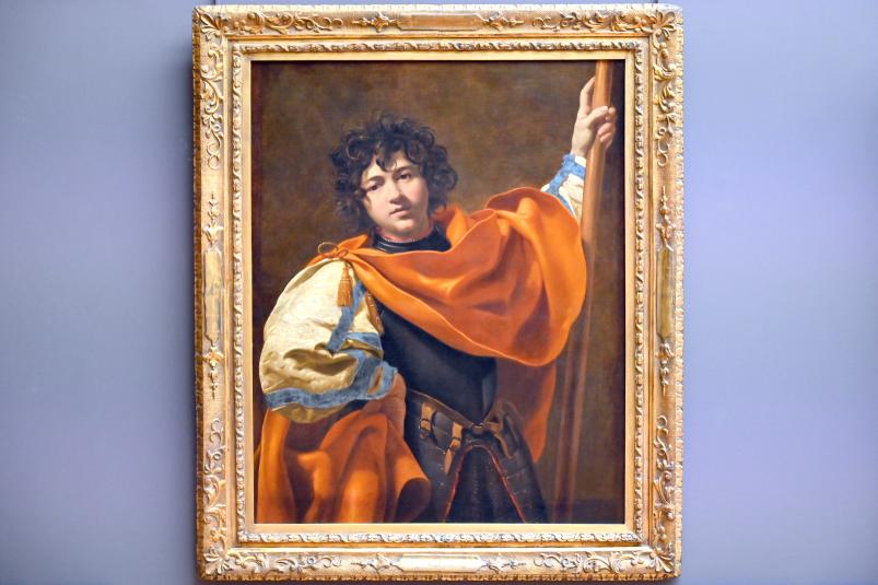 Simon Vouet (1616–1649), Junger Kriegerheiliger, vielleicht der Heilige Guillaume d'Aquitaine (1099-1137), Paris, Musée du Louvre, Saal 828, um 1627, Bild 1/2
