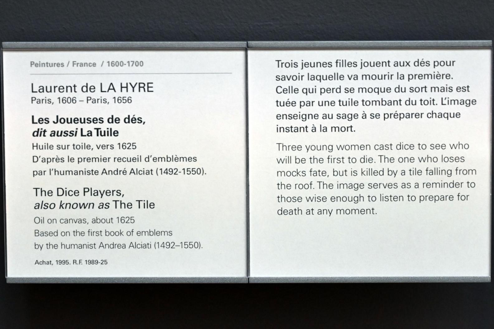 Laurent de La Hyre (1625–1653), Die Würfelspieler (Der Dachziegel), Paris, Musée du Louvre, Saal 828, um 1625, Bild 2/2