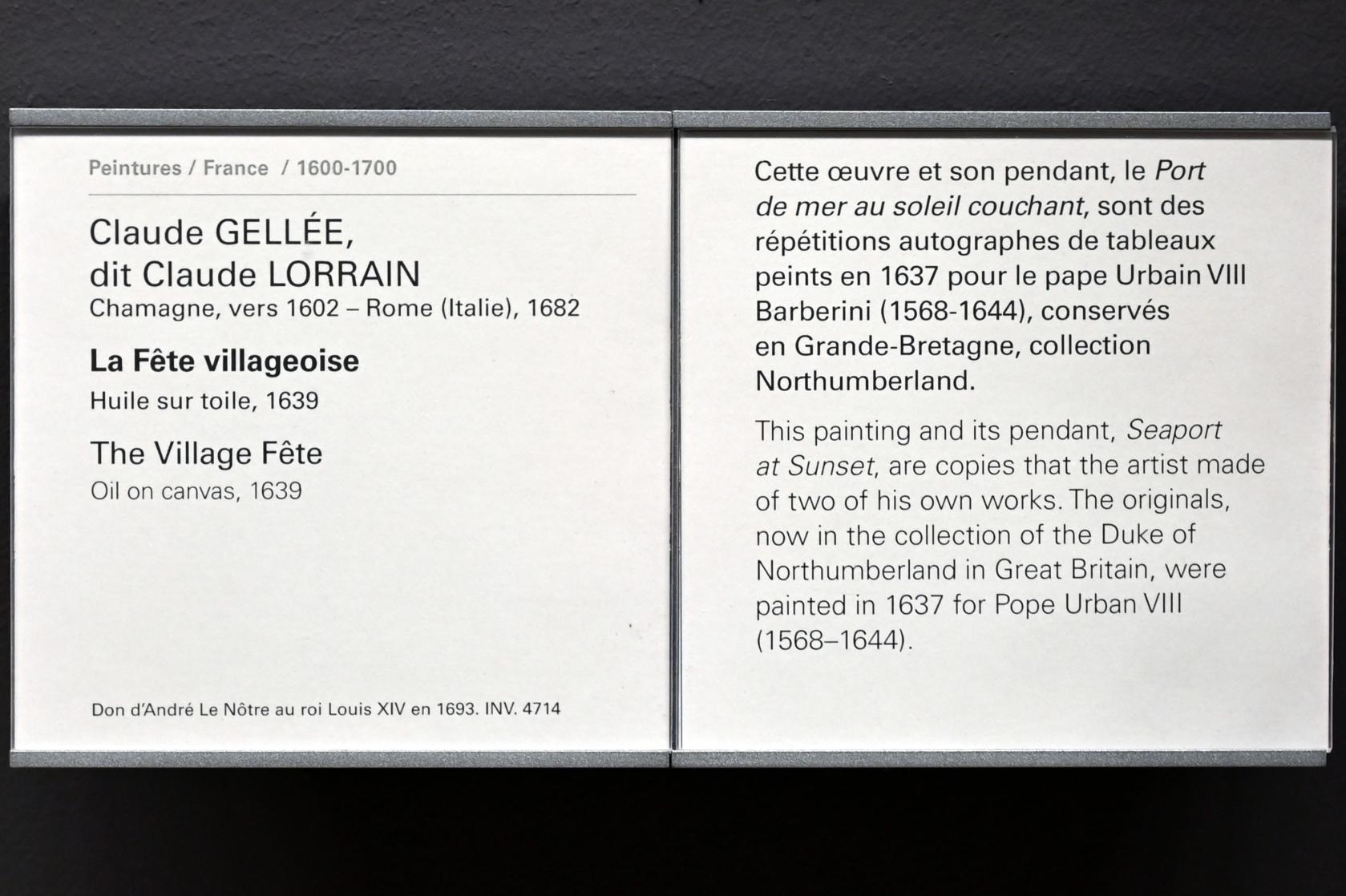Claude Lorrain (Claude Gellée) (1628–1681), Das Dorffest, Paris, Musée du Louvre, Saal 827, 1639, Bild 2/2