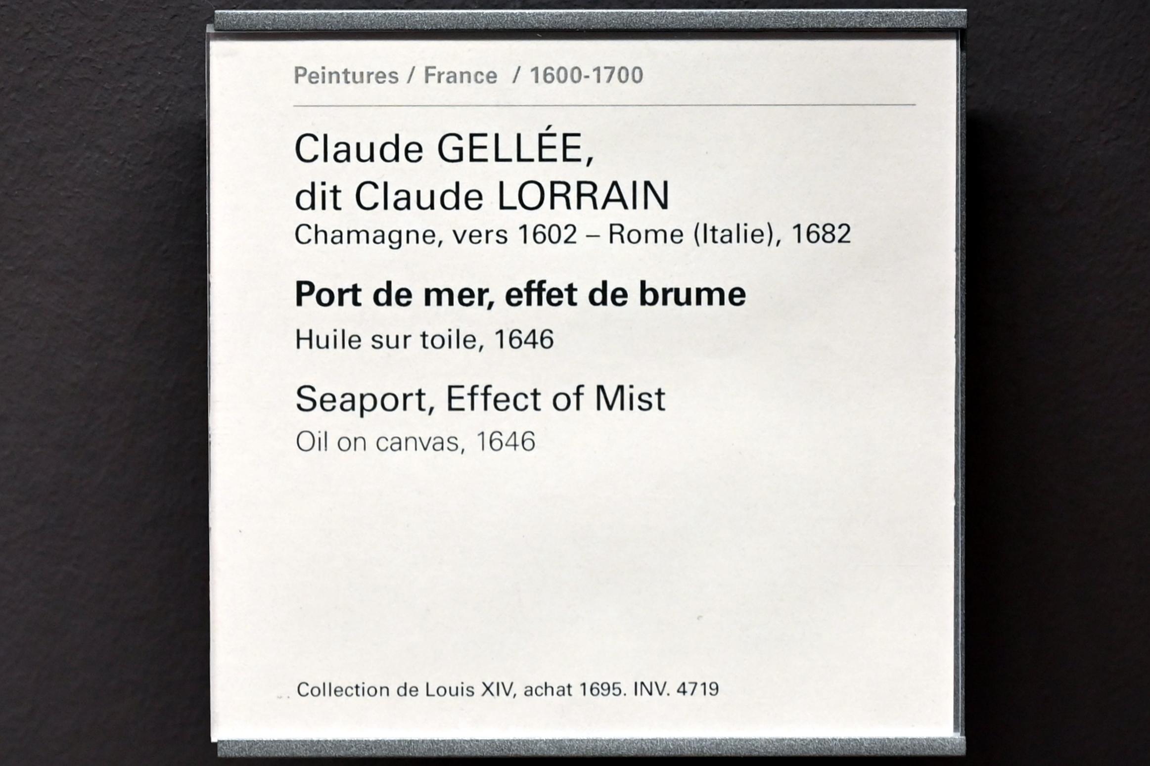Claude Lorrain (Claude Gellée) (1628–1681), Seehafen im Nebel, Paris, Musée du Louvre, Saal 827, 1646, Bild 2/2