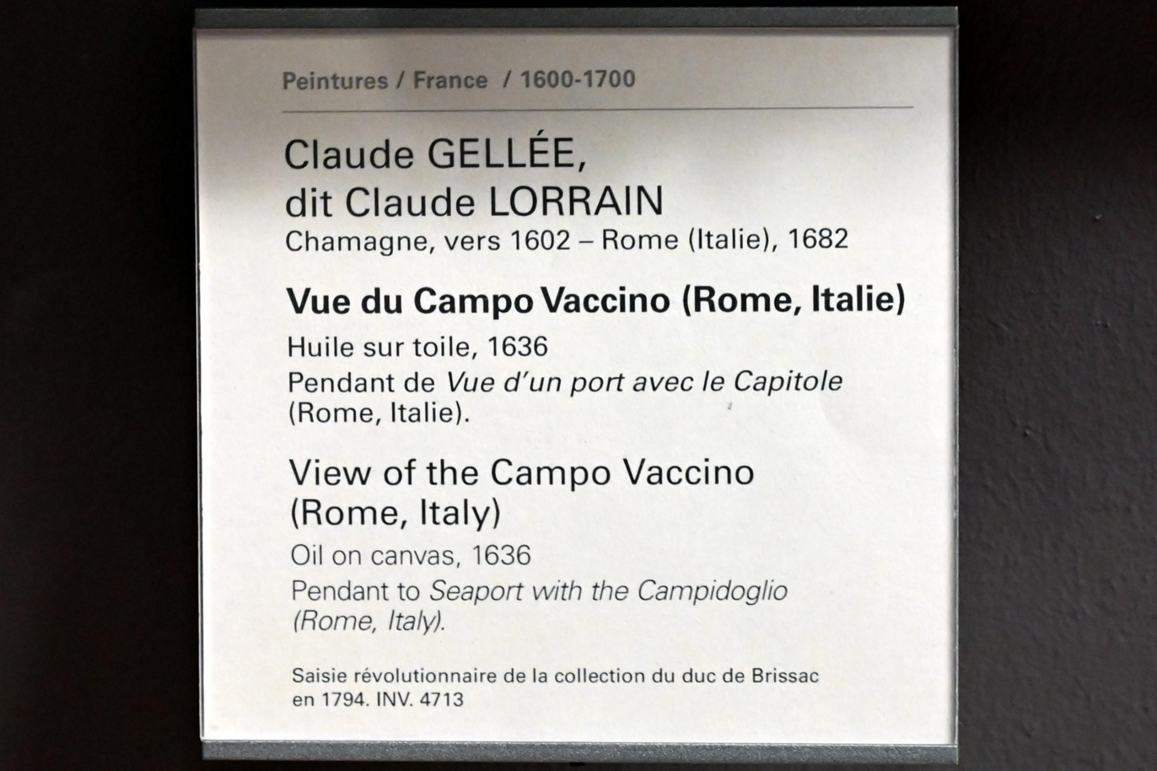 Claude Lorrain (Claude Gellée) (1628–1681), Blick auf den Campo Vaccino in Rom, Paris, Musée du Louvre, Saal 827, 1636, Bild 2/2