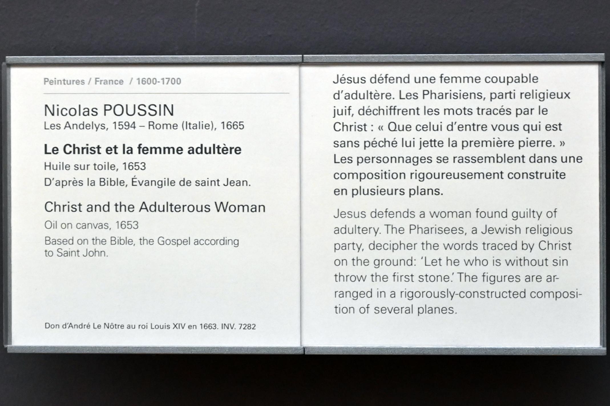 Nicolas Poussin (1624–1663), Christus und die Ehebrecherin, Paris, Musée du Louvre, Saal 826, 1653, Bild 2/2
