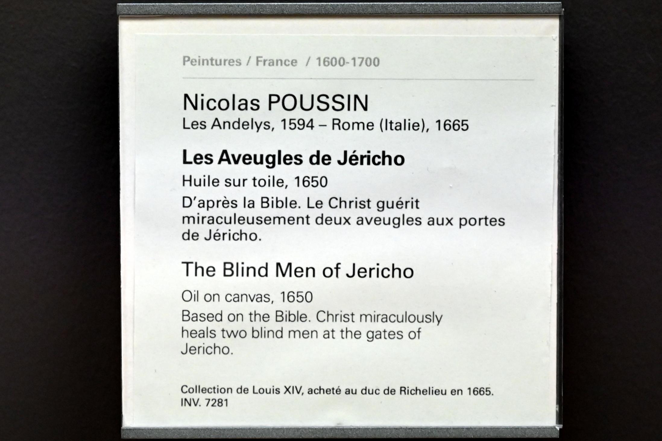 Nicolas Poussin (1624–1663), Jesus heilt zwei Blinde (Mt 20,29-34), Paris, Musée du Louvre, Saal 826, 1650, Bild 2/2
