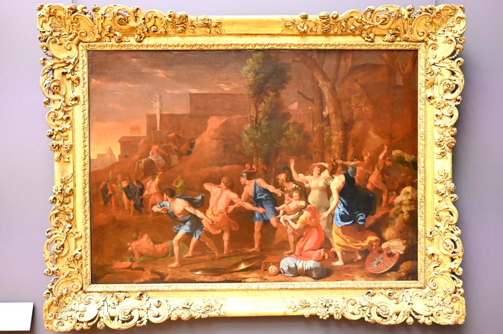 Nicolas Poussin (1624–1663), Die Rettung des Pyrrhusknaben, Paris, Musée du Louvre, Saal 826, 1634, Bild 1/2