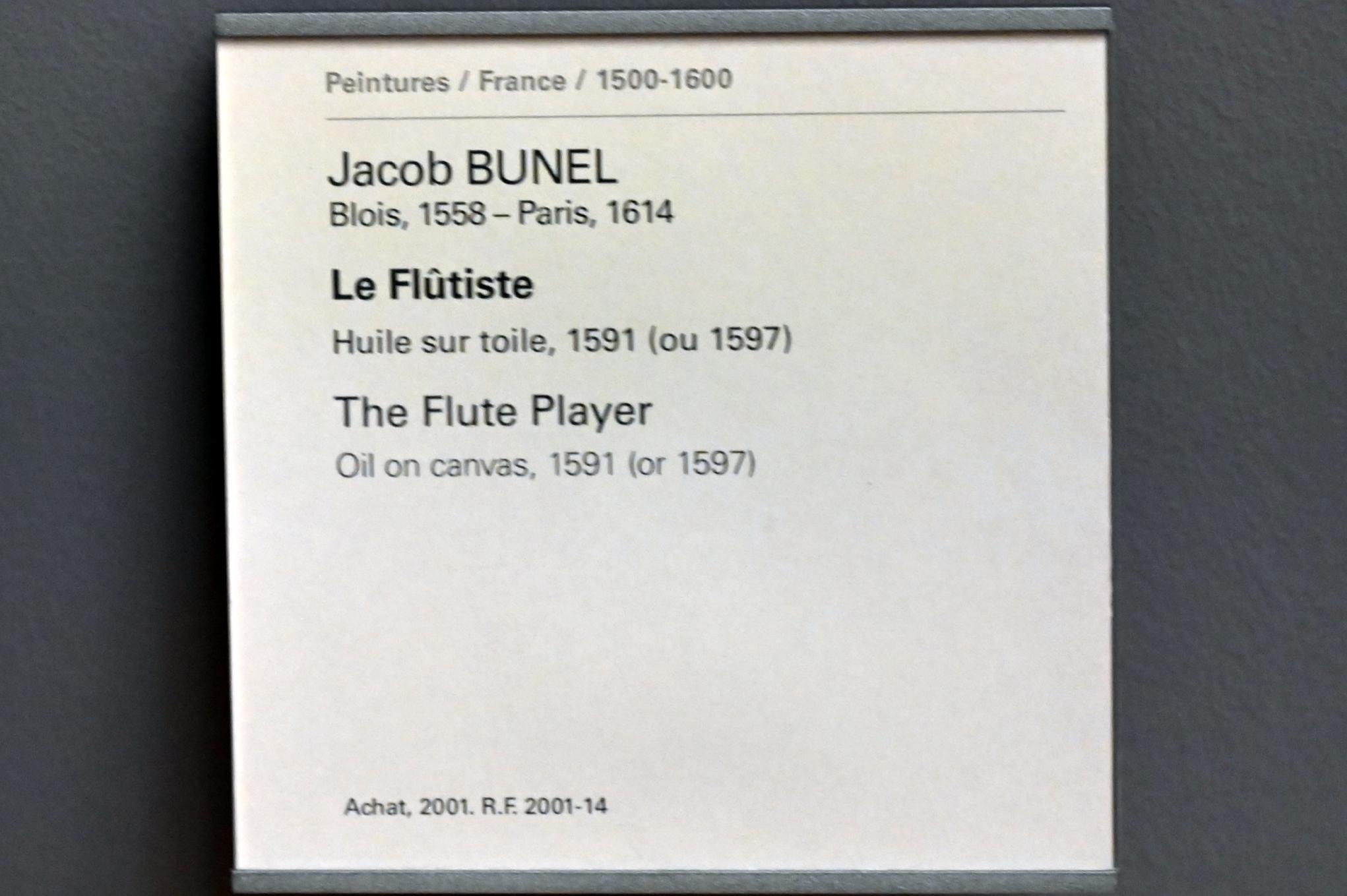 Jacob Bunel (1591), Der Flötenspieler, Paris, Musée du Louvre, Saal 824, 1591, Bild 2/2