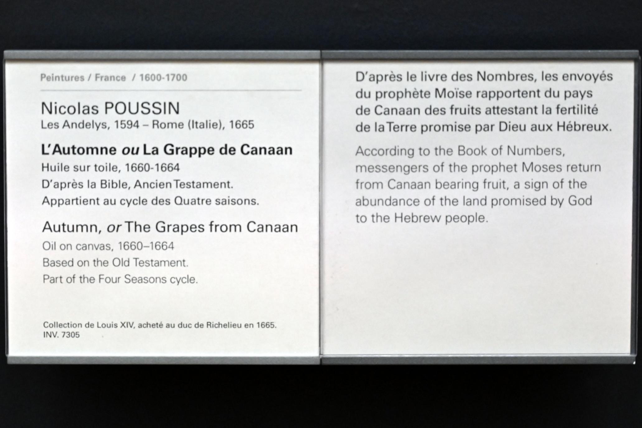 Nicolas Poussin (1624–1663), Herbst (Die Trauben aus Kanaan), Paris, Musée du Louvre, Saal 825, 1660–1664, Bild 2/2