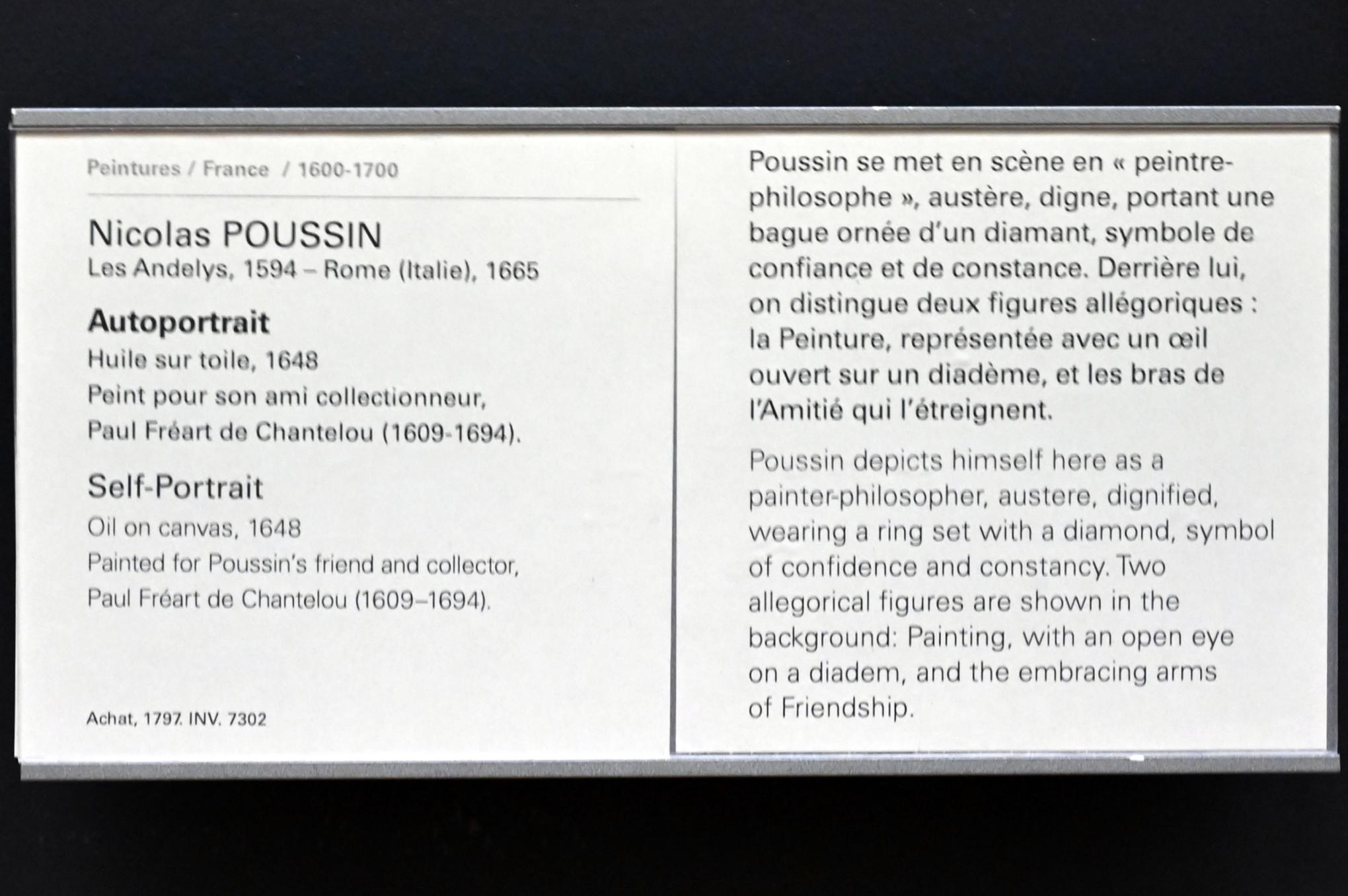 Nicolas Poussin (1624–1663), Selbstporträt, Paris, Musée du Louvre, Saal 825, 1648, Bild 2/2