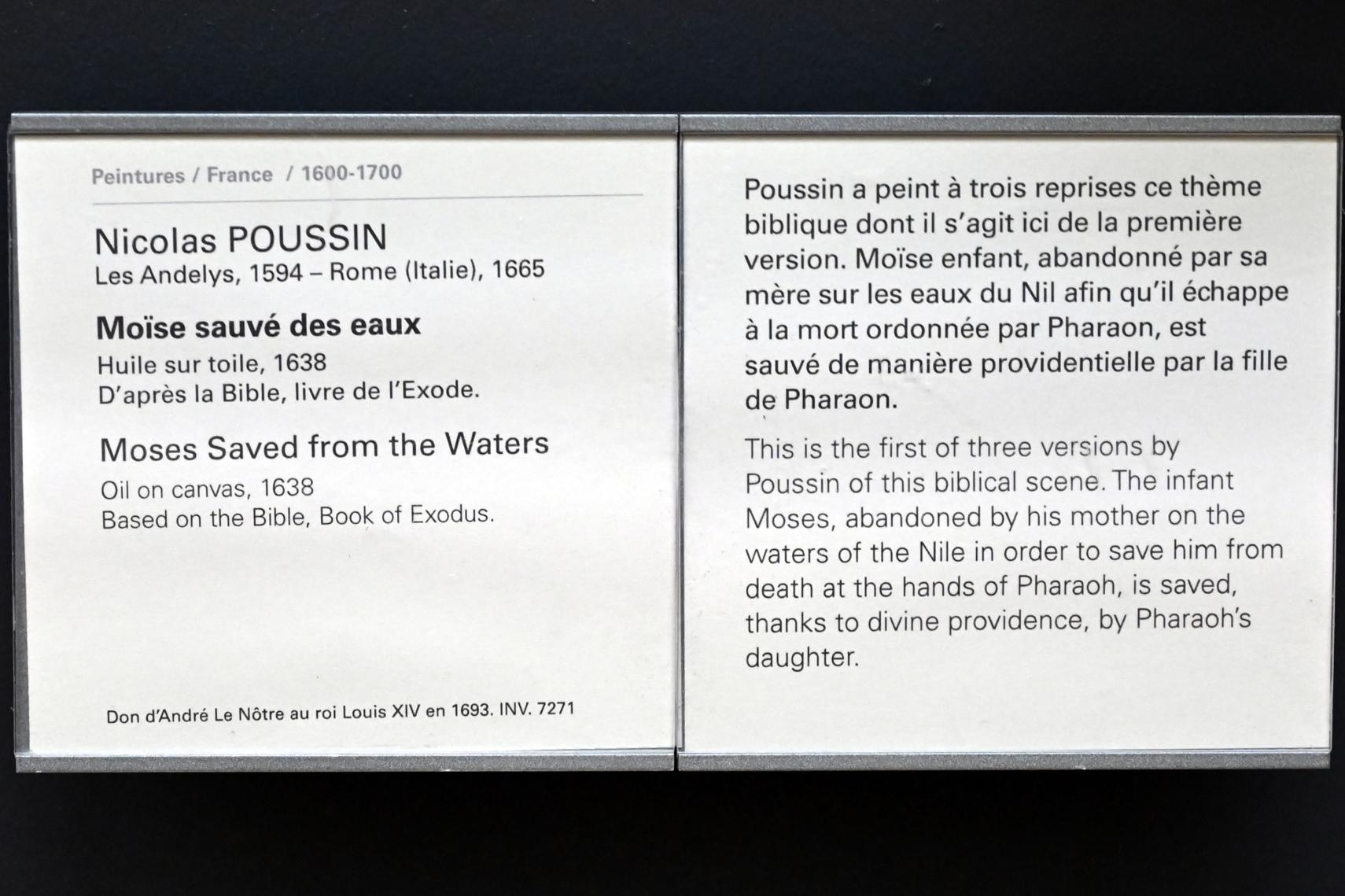 Nicolas Poussin (1624–1663), Rettung des Moseknaben aus dem Wasser, Paris, Musée du Louvre, Saal 825, 1638, Bild 2/2