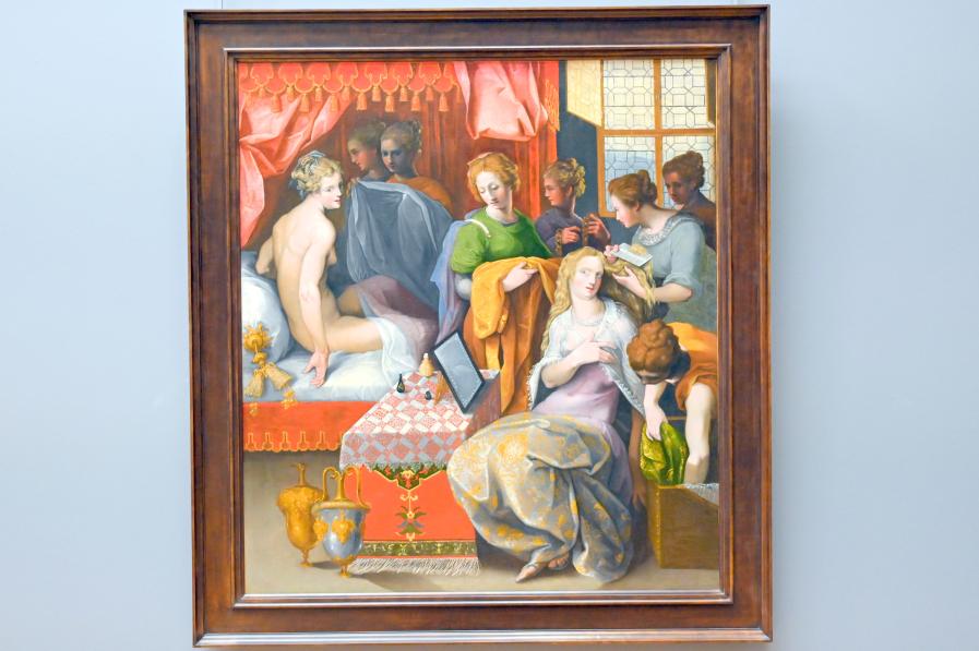 Toussaint Dubreuil (1598–1600), Hyante und Climène bei ihrer Toilette, Paris, Musée du Louvre, Saal 824, um 1594–1602
