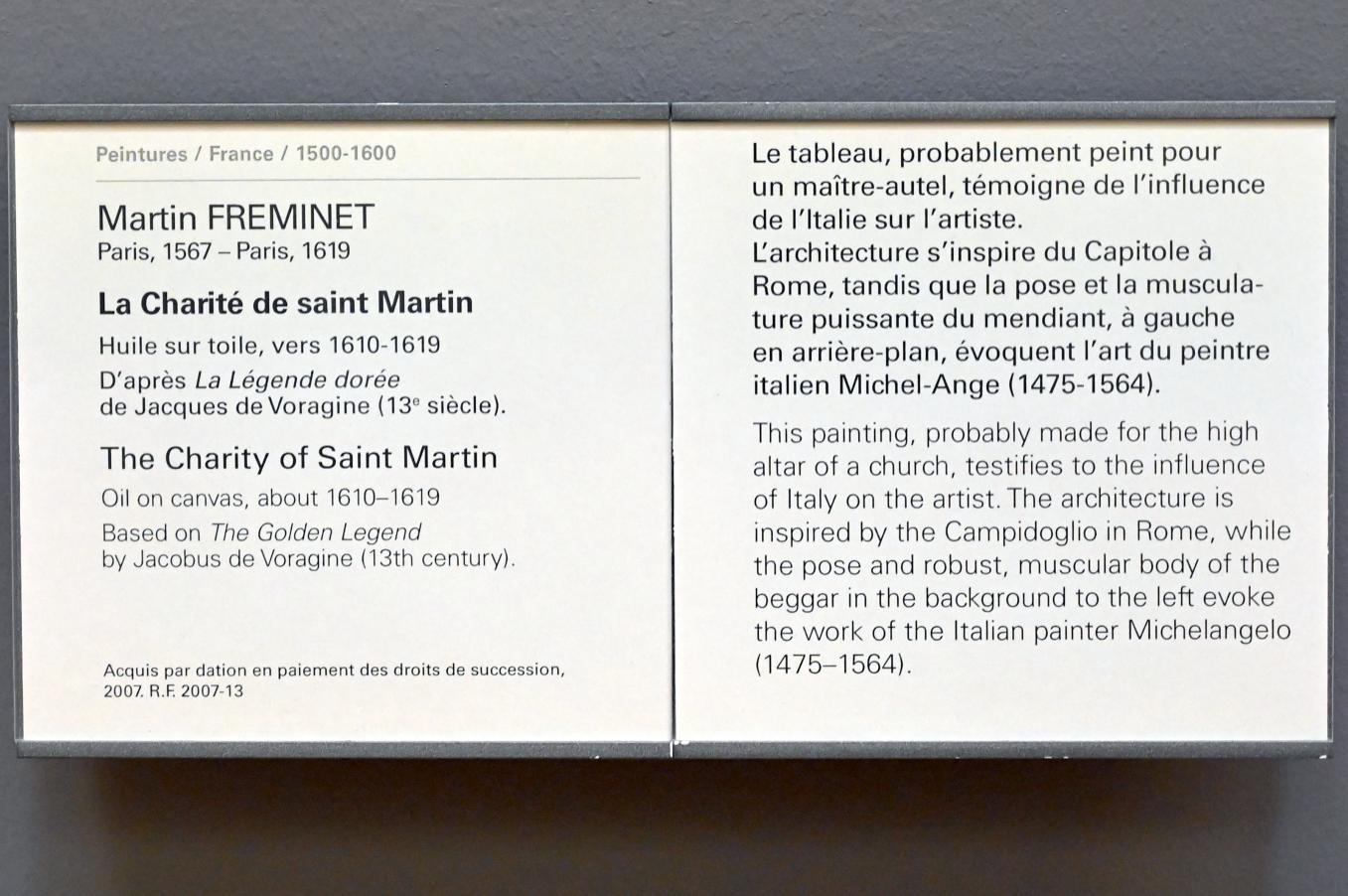 Martin Fréminet (1614), Die Wohltätigkeit des heiligen Martin, Paris, Musée du Louvre, Saal 824, um 1610–1619, Bild 2/2