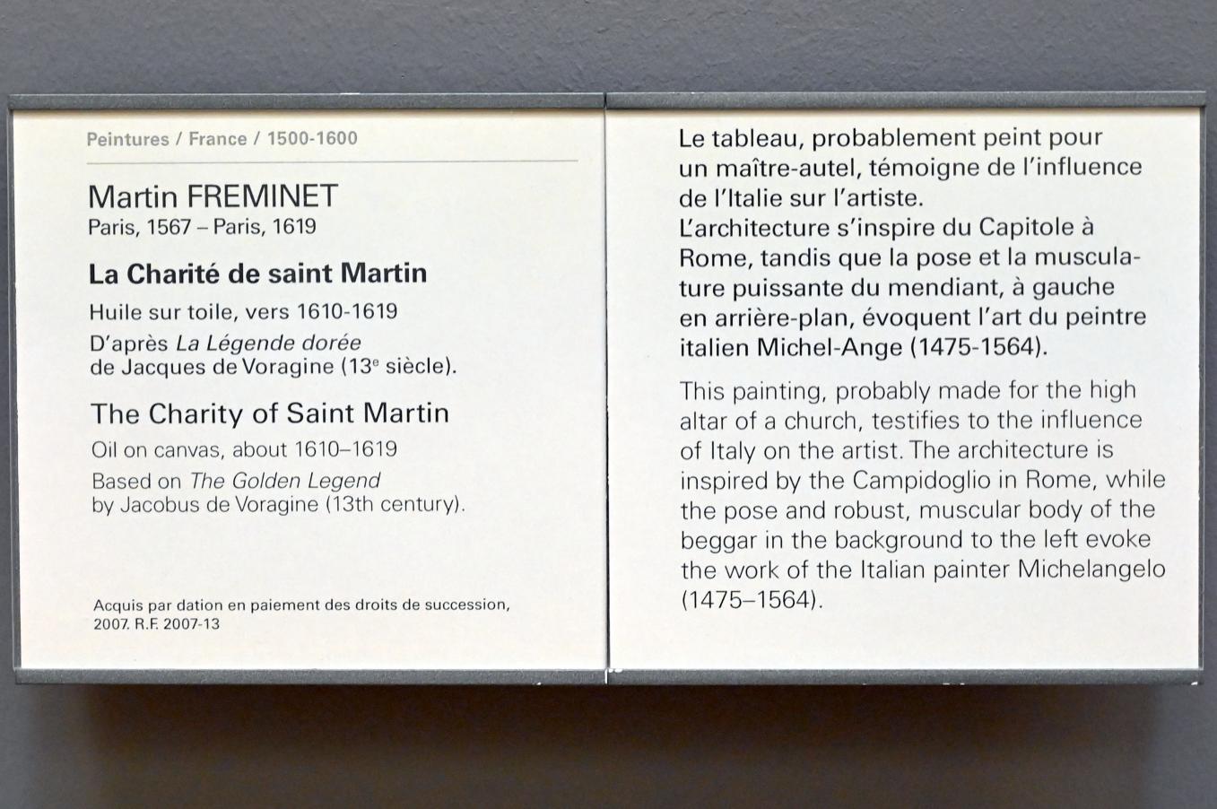 Martin Fréminet (1614), Die Wohltätigkeit des heiligen Martin, Paris, Musée du Louvre, Saal 824, um 1610–1619, Bild 2/2