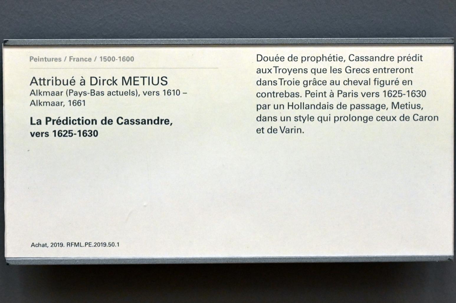 Dirck Metius (1627), Die Prophetie der Kassandra, Paris, Musée du Louvre, Saal 824, um 1625–1630, Bild 2/2