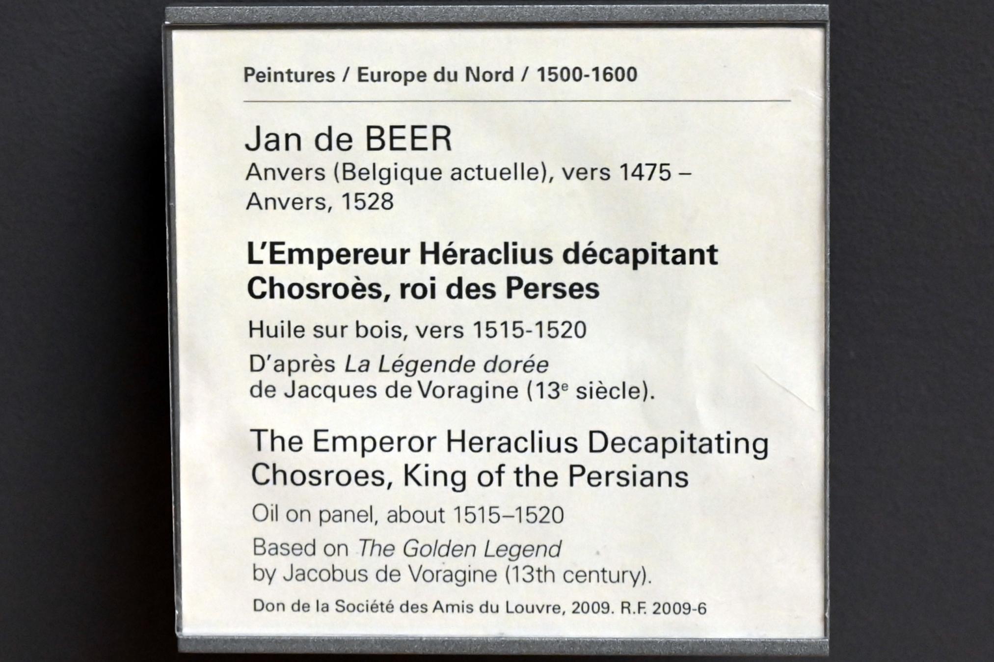 Jan de Beer (1501–1520), Kaiser Herakleios enthauptet Chosrau, den König der Perser, Paris, Musée du Louvre, Saal 814, um 1515–1520, Bild 2/2