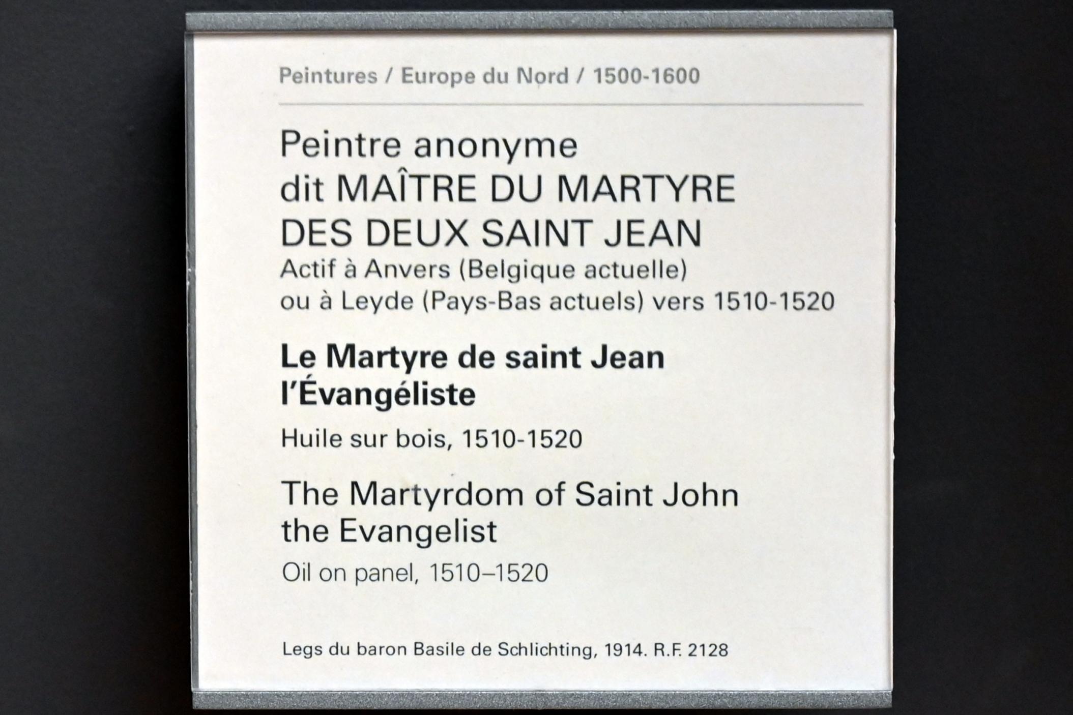 Das Martyrium des Evangelisten Johannes, Paris, Musée du Louvre, Saal 814, 1510–1520, Bild 2/2