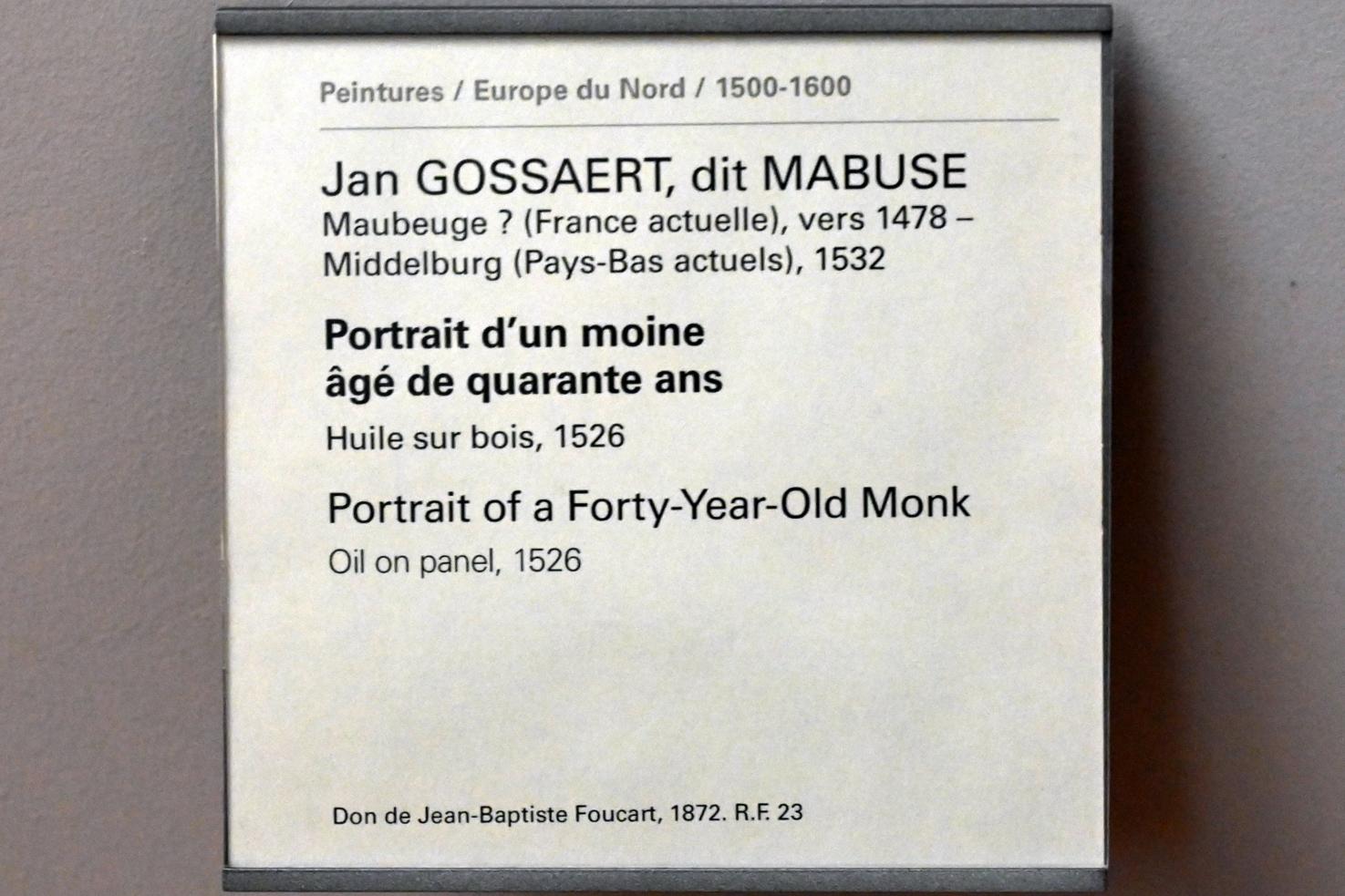 Jan Gossaert (Mabuse) (1505–1531), Porträt eines 40-jährigen Mönches, Paris, Musée du Louvre, Saal 815, 1526, Bild 2/2