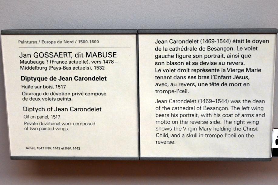 Jan Gossaert (Mabuse) (1505–1531), Diptychon des Jean Carondelet, Paris, Musée du Louvre, Saal 815, 1517, Bild 4/4