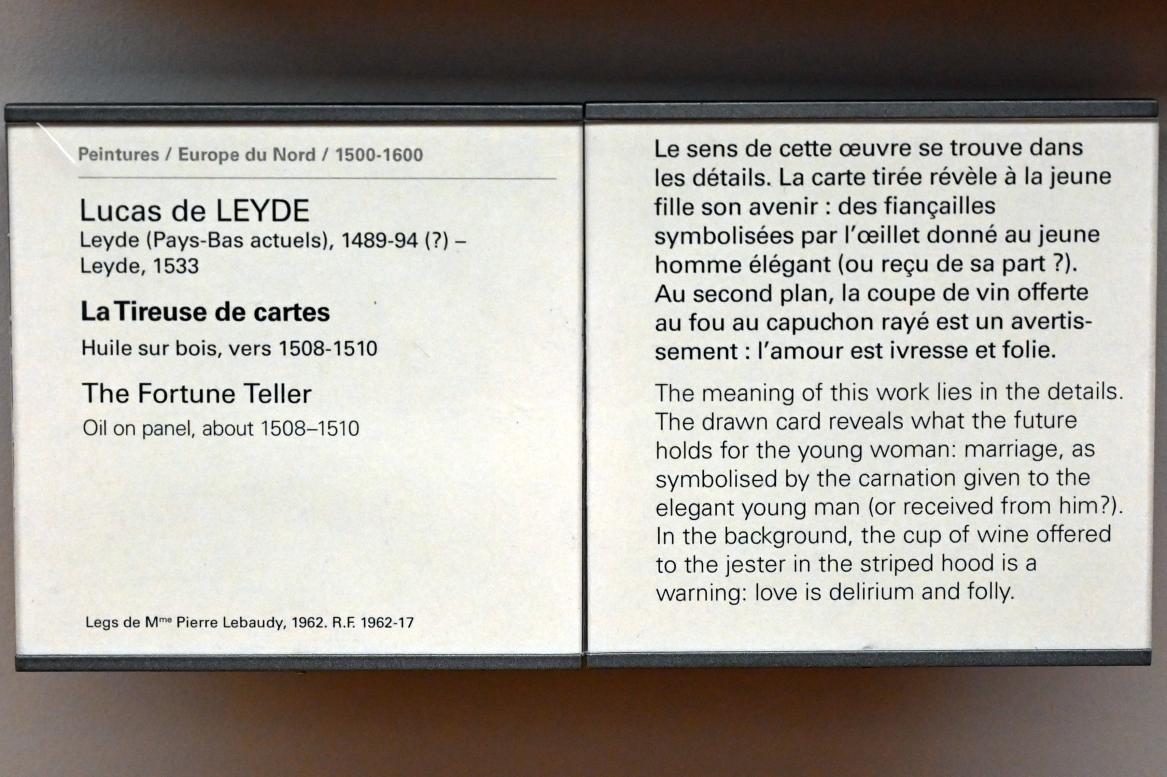 Lucas van Leyden (1509–1522), Die Kartenlegerin, Paris, Musée du Louvre, Saal 815, um 1508–1510, Bild 2/2