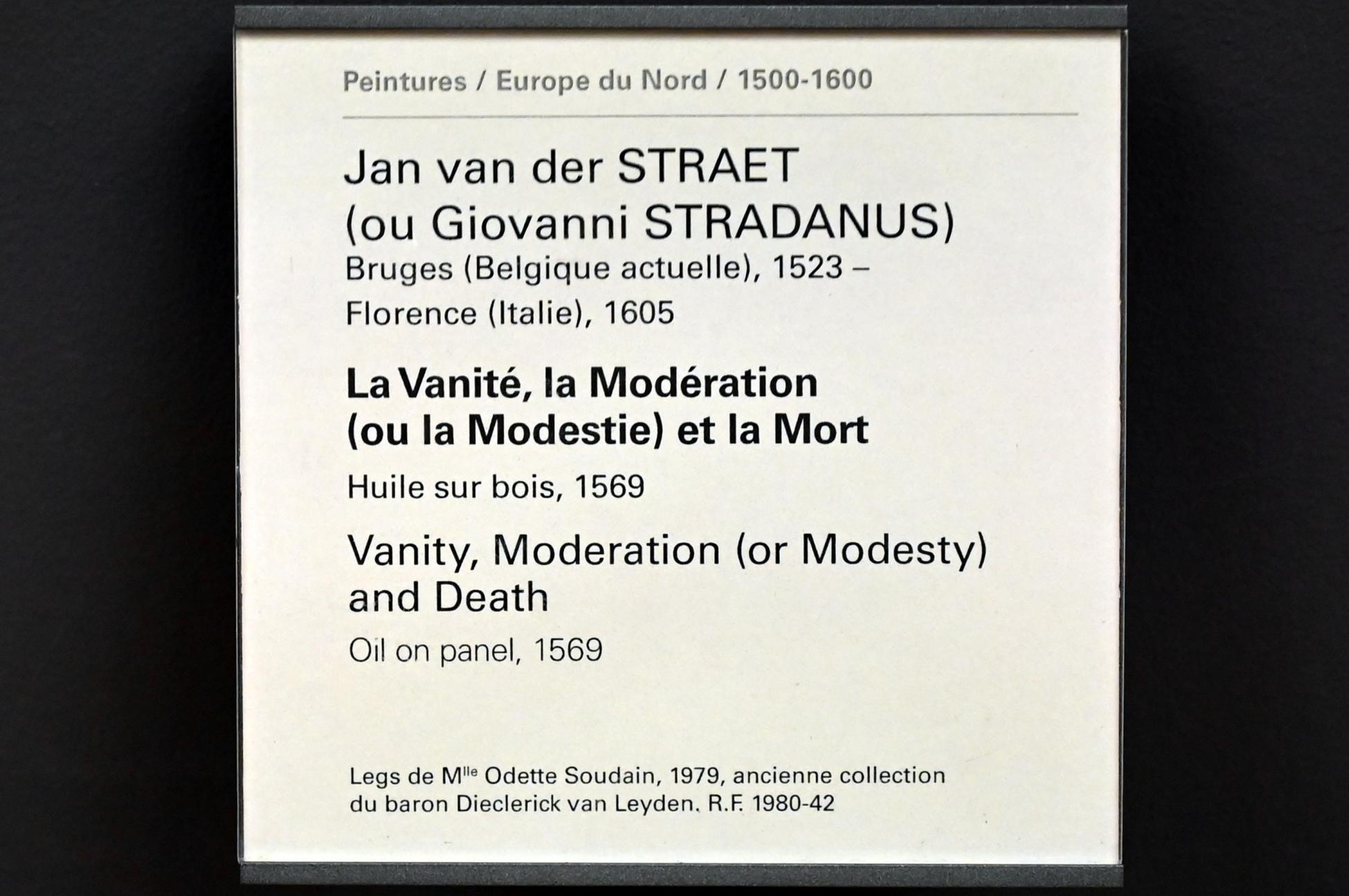 Jan van der Straet (Johannes Stradanus) (1569), Allegorien der Eitelkeit, der Mäßigung (oder der Bescheidenheit) und des Todes, Paris, Musée du Louvre, Saal 811, 1569, Bild 2/2