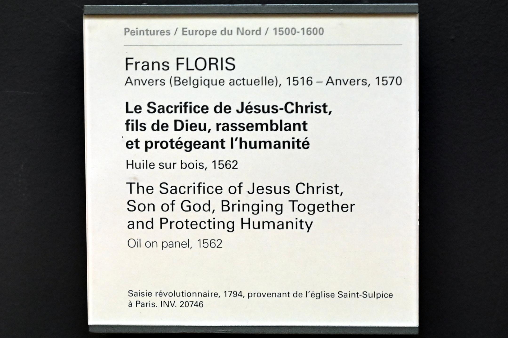 Frans Floris de Vriendt (1552–1566), Das Opfer von Jesus Christus, dem Sohn Gottes, der die Menschheit versammelt und beschützt, Paris, Musée du Louvre, Saal 811, 1562, Bild 2/2