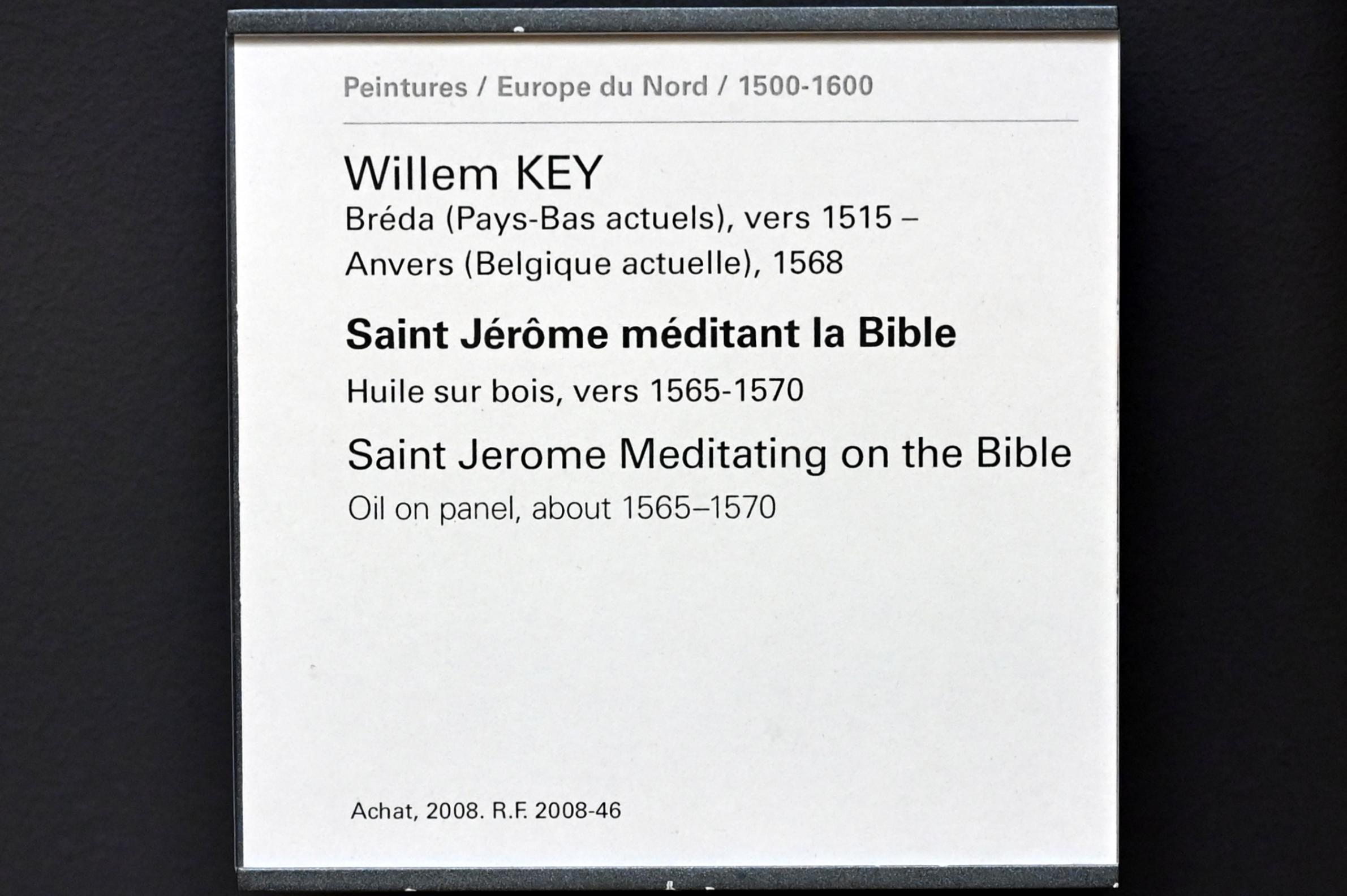 Willem Adriaensz Key (1543–1568), Der heilige Hieronymus meditiert über die Bibel, Paris, Musée du Louvre, Saal 811, um 1565–1570, Bild 2/2
