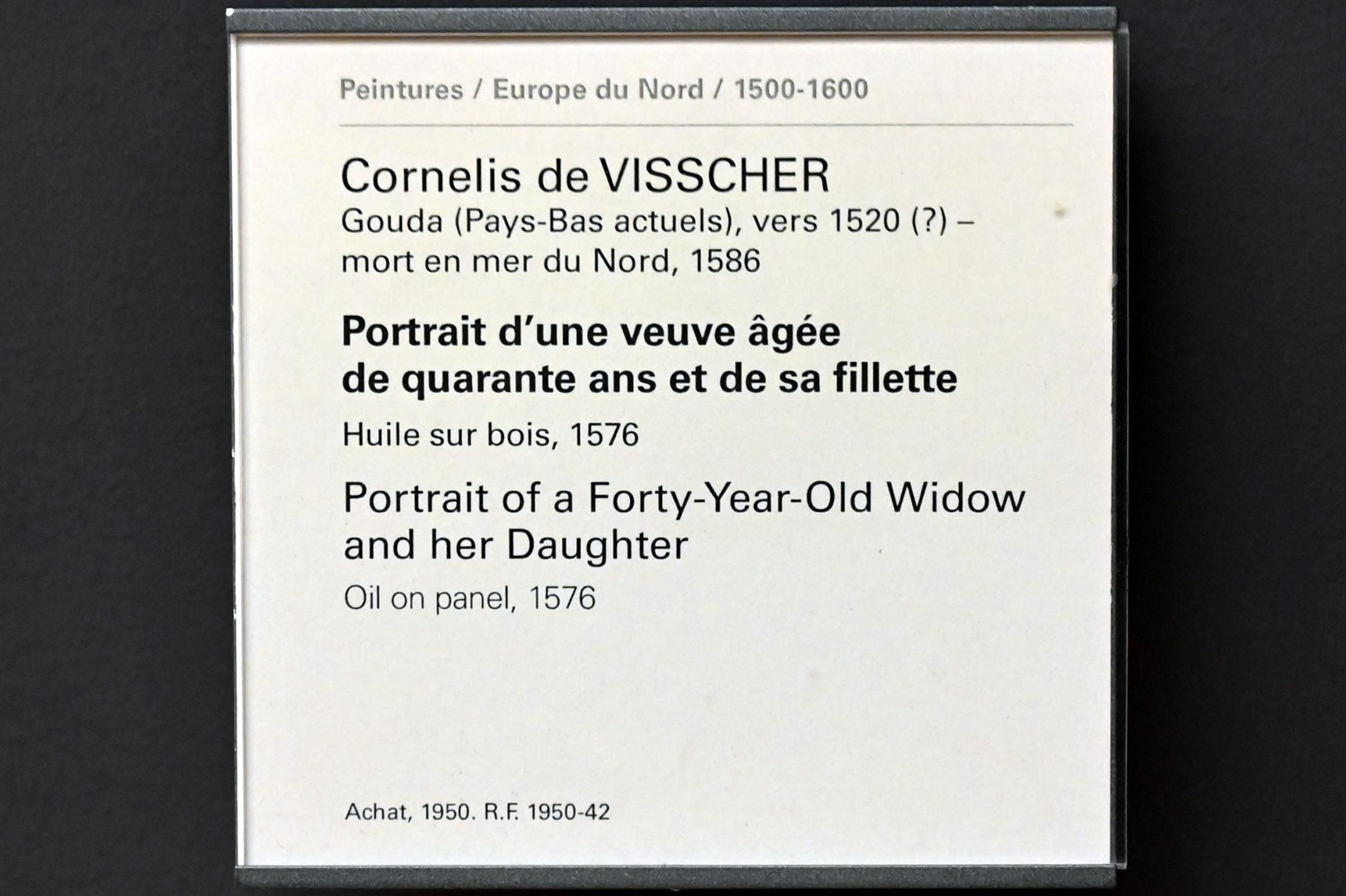Cornelis Visscher (1576), Porträt einer 40-jährigen Witwe und ihrer Tochter, Paris, Musée du Louvre, Saal 811, 1576, Bild 2/2