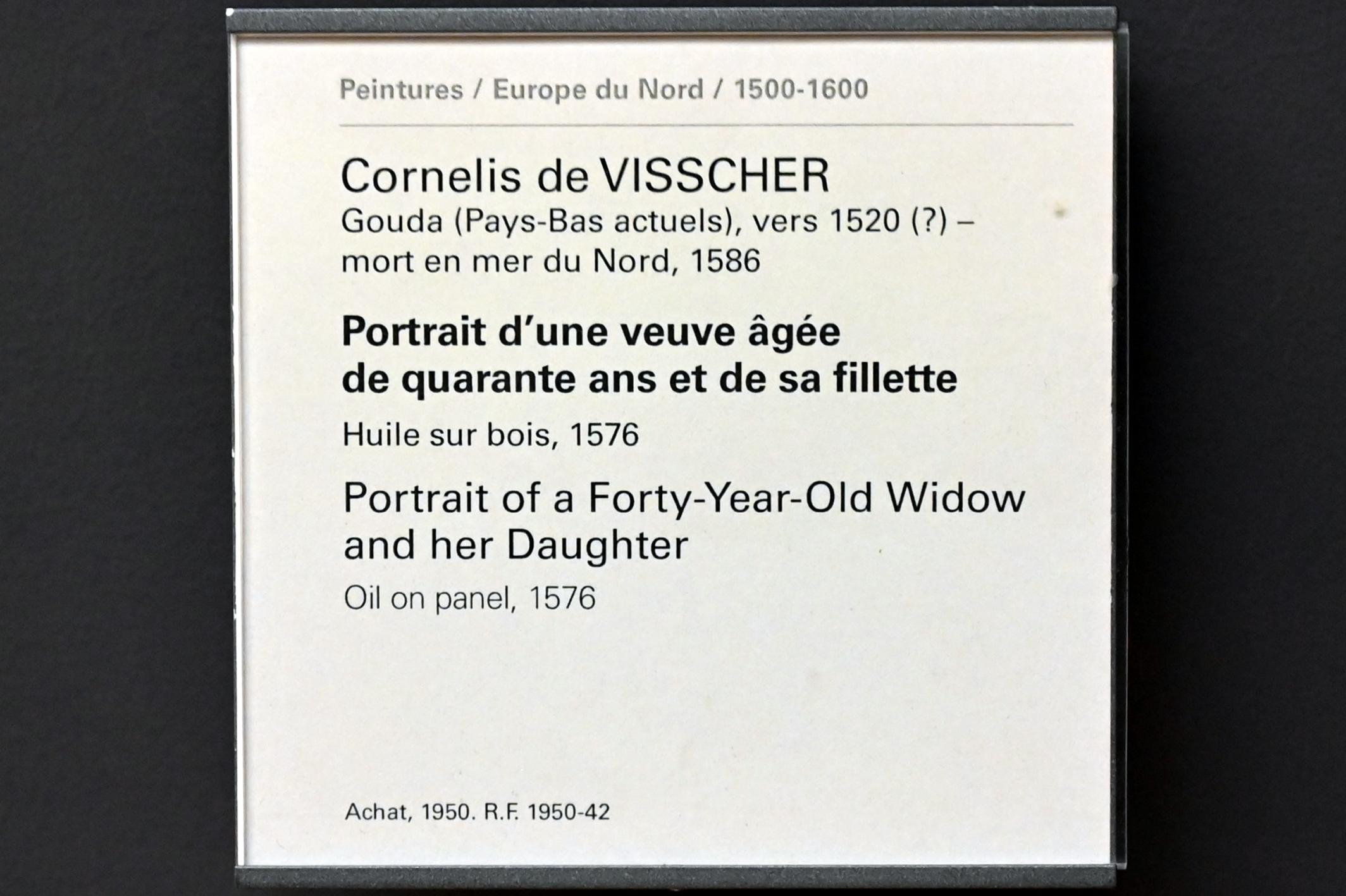 Cornelis Visscher (1576), Porträt einer 40-jährigen Witwe und ihrer Tochter, Paris, Musée du Louvre, Saal 811, 1576, Bild 2/2