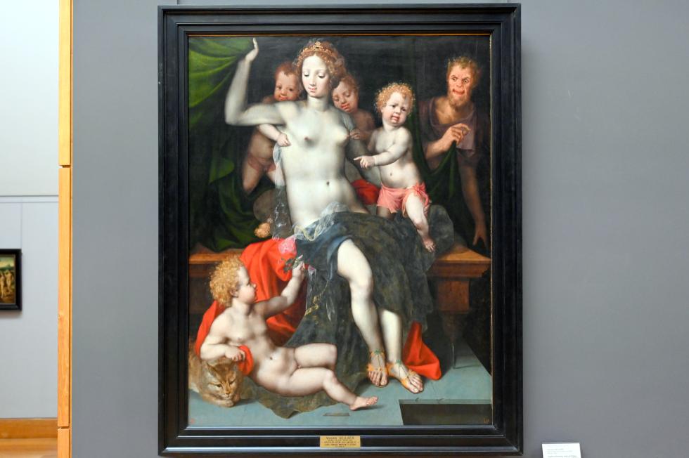Vincent Sellaer (1540), Jupiter und Antiope, Königin von Theben, und ihre Zwillinge Amphion und Zethus, Paris, Musée du Louvre, Saal 811, um 1535–1545, Bild 1/2