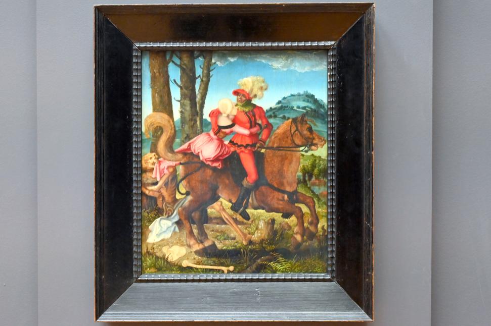 Hans Baldung Grien (1500–1544), Der Ritter, das junge Mädchen und der Tod, Paris, Musée du Louvre, Saal 809, 1498–1503, Bild 1/2