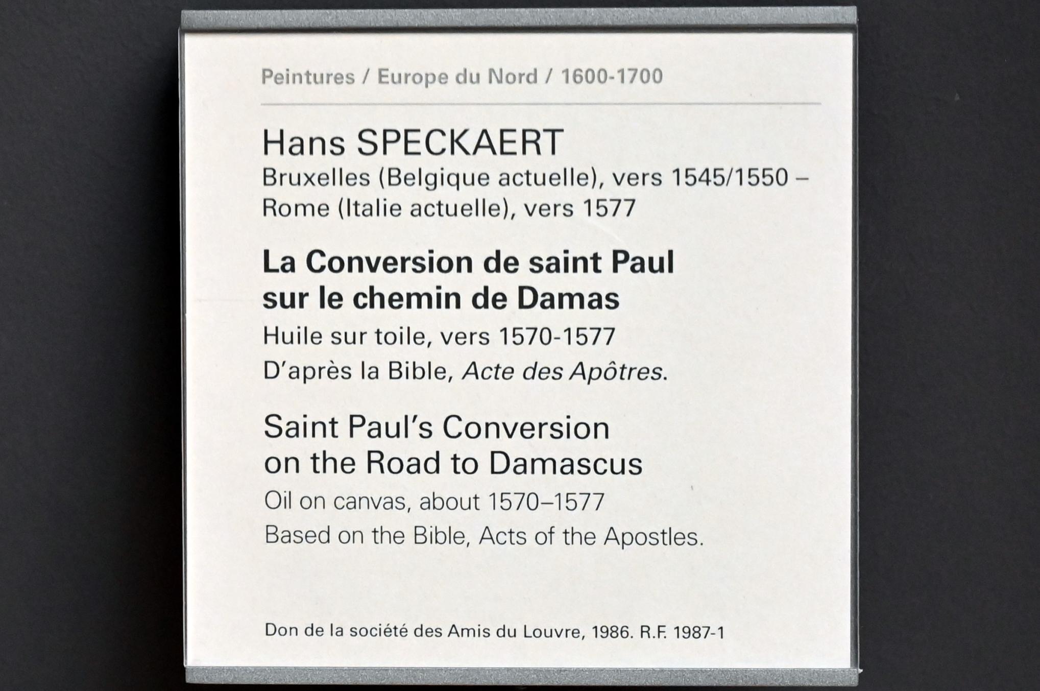 Hans Speckaert (1573), Die Bekehrung des heiligen Paulus auf dem Weg nach Damaskus, Paris, Musée du Louvre, Saal 806, um 1570–1577, Bild 2/2